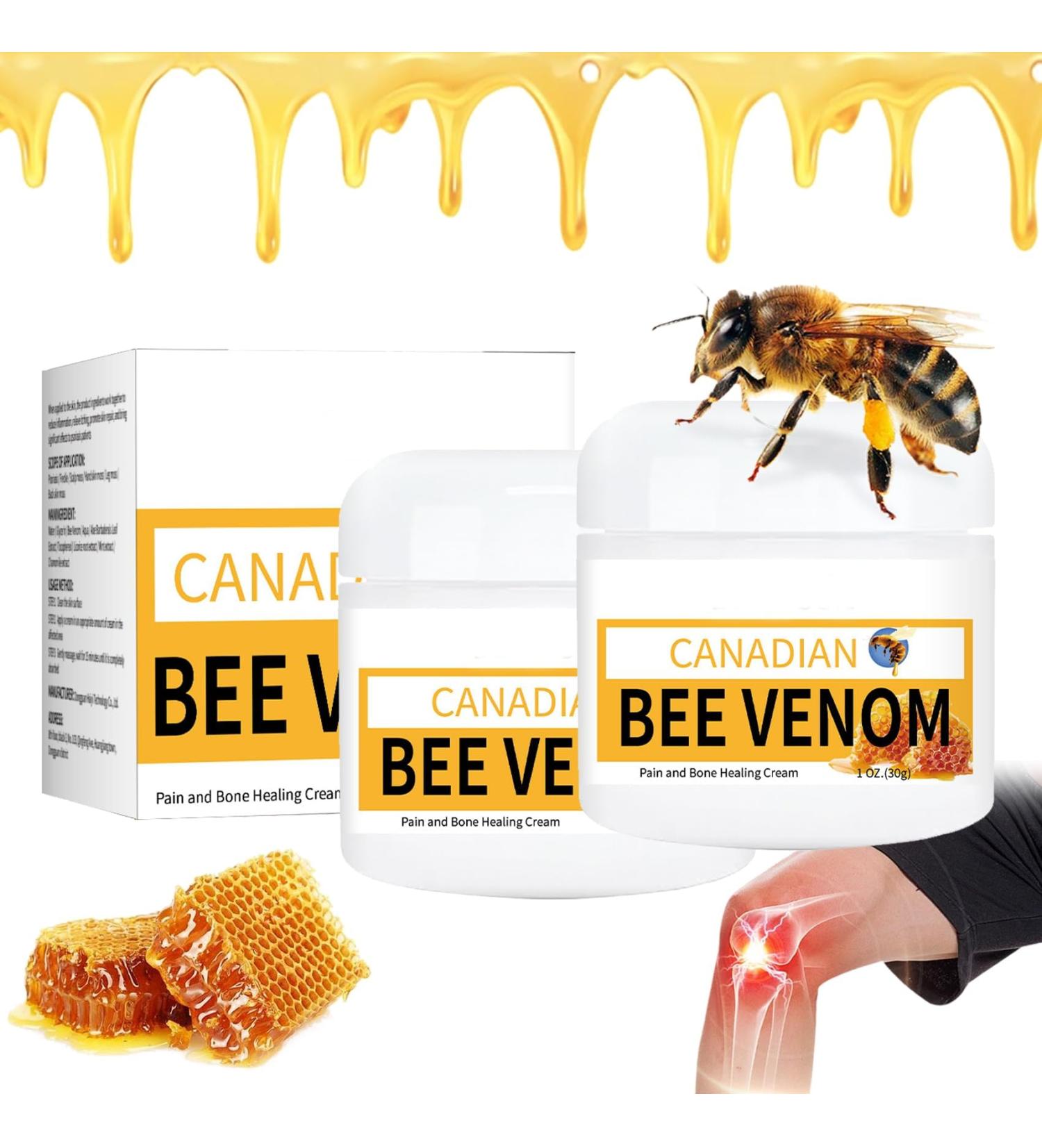 FLLUOUZH 2 Pcs Bostore Canadian Bee Venom Alleviating Bone Pain Bostore Canadium Bee Venom Cream Bee Venom Joint Relief Cream for Back Neck Hands Feet - Buy Online on GoSupps.com