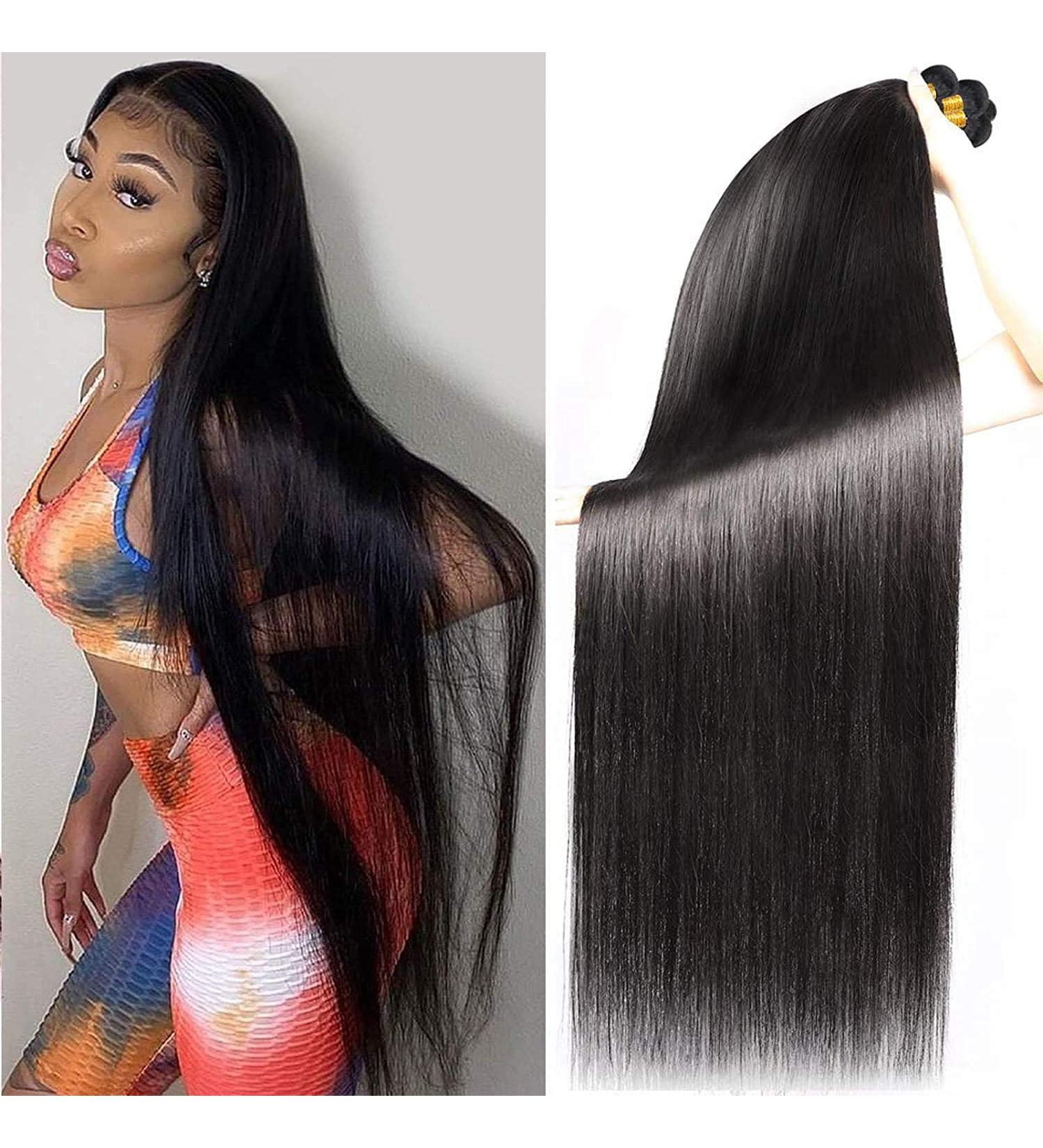 12A Brazilian Virgin Straight Hair 3 Bundles 28-32 Inches | 100% Unprocessed Natural Black Silk Straight Hair | Can Be Dyed and Bleached | Long Inch Hair Bundles - Buy Online on GoSupps.com