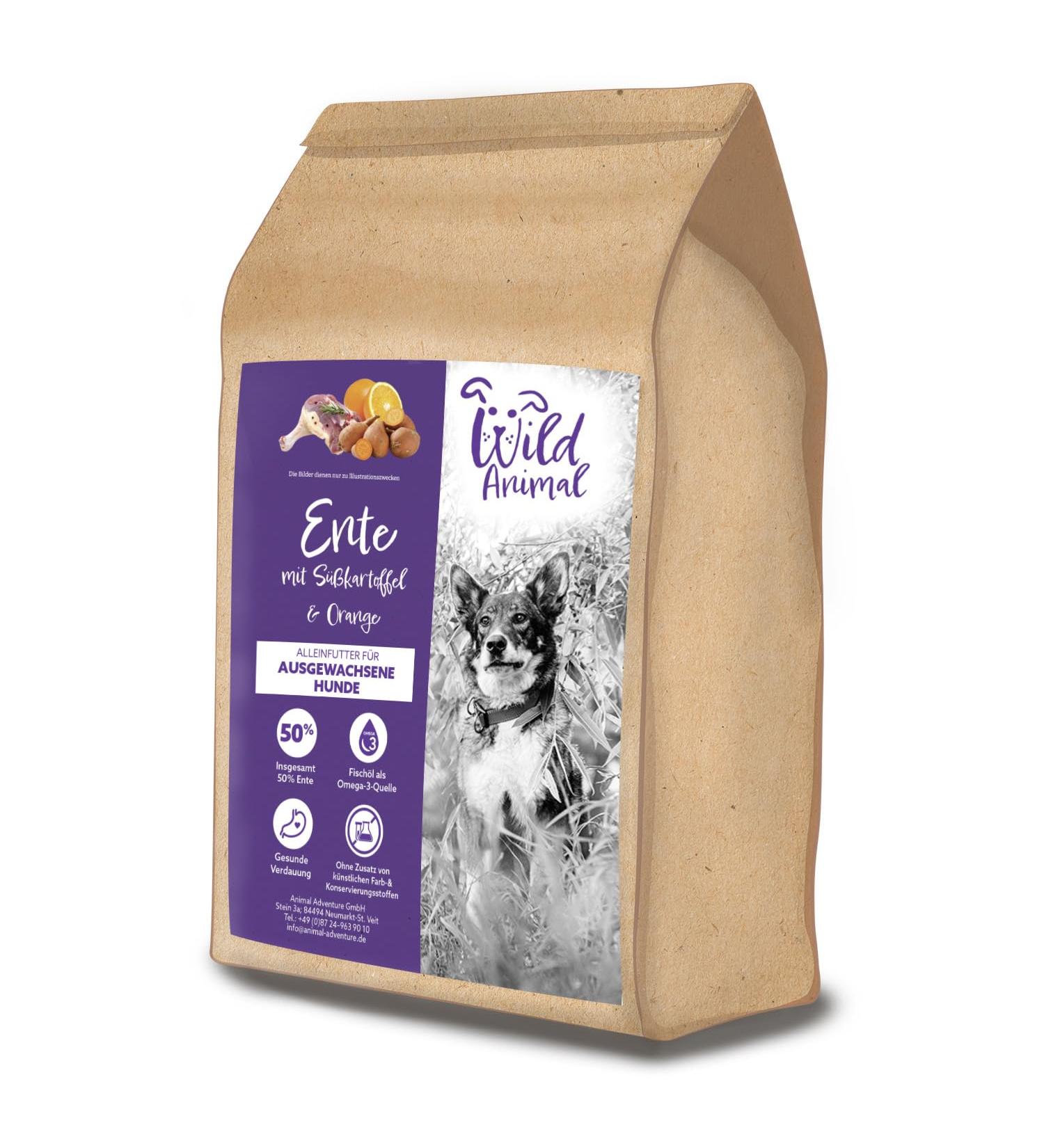 Wild Animal Premium Dry Dog Food Duck with Sweet Potato and Orange Grain Free Pack of 1 (1 x 2 kg) - Buy Online on GoSupps.com