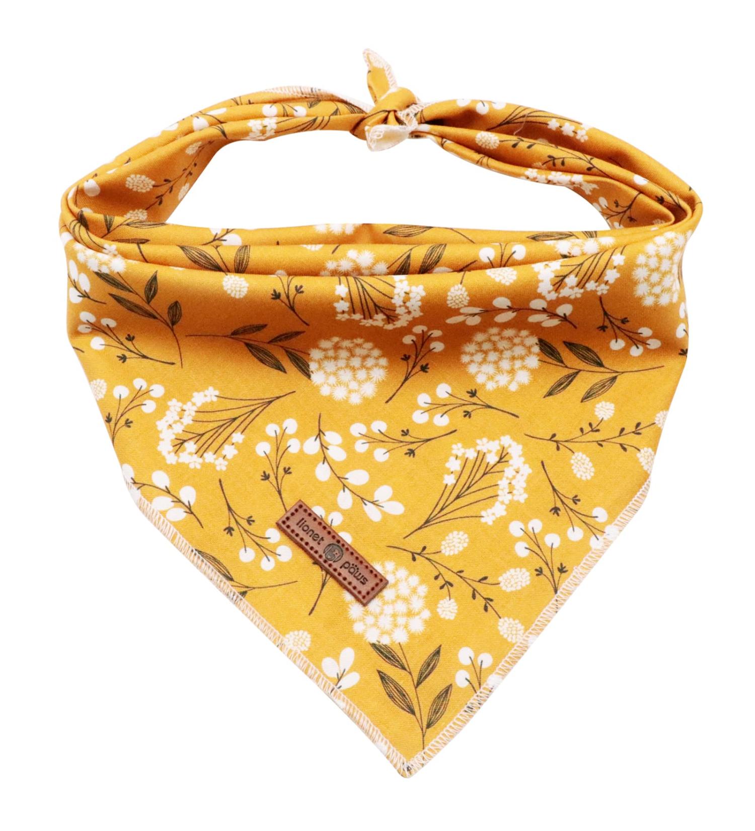 Lionet Paws Dog Bandana - Triangle Scarf for Small Medium & Large Dogs | White Flower Print - Buy Online on GoSupps.com