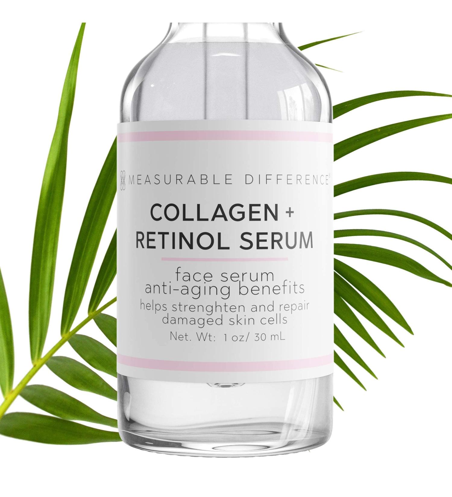 Measurable Difference Collagen Retinol Serum - Anti-Aging Facial Serum for Wrinkles & Fine Lines - 1 Oz Pump Bottle for Skin Elasticity & Acne Reduction - Buy Online on GoSupps.com