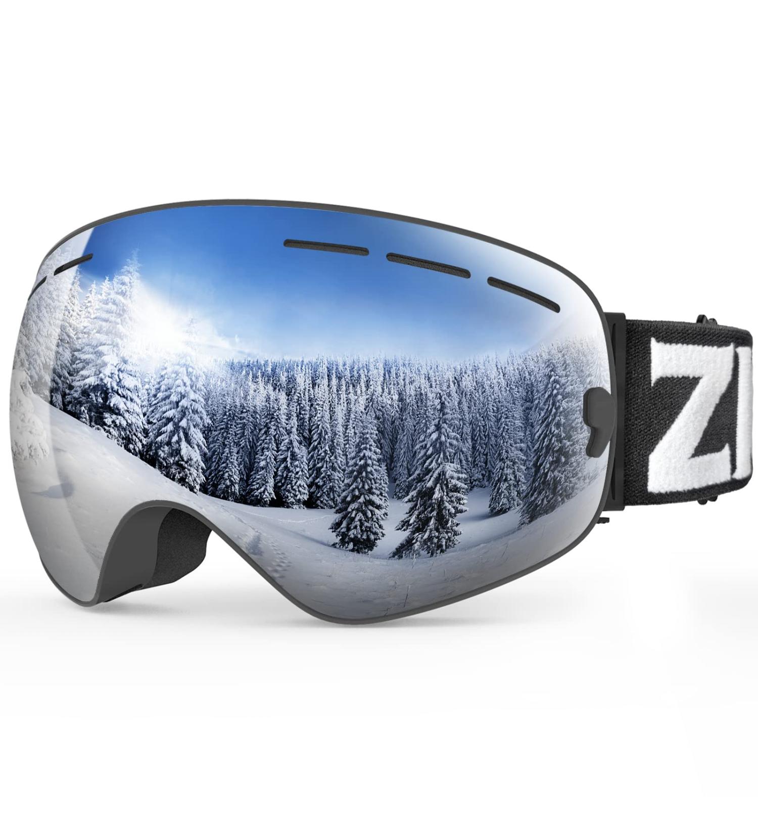 ZIONOR X Ski Goggles - OTG Snowboard Goggles Detachable Lens - Men Women Adult - Blackframe Silverlens - Buy Online on GoSupps.com