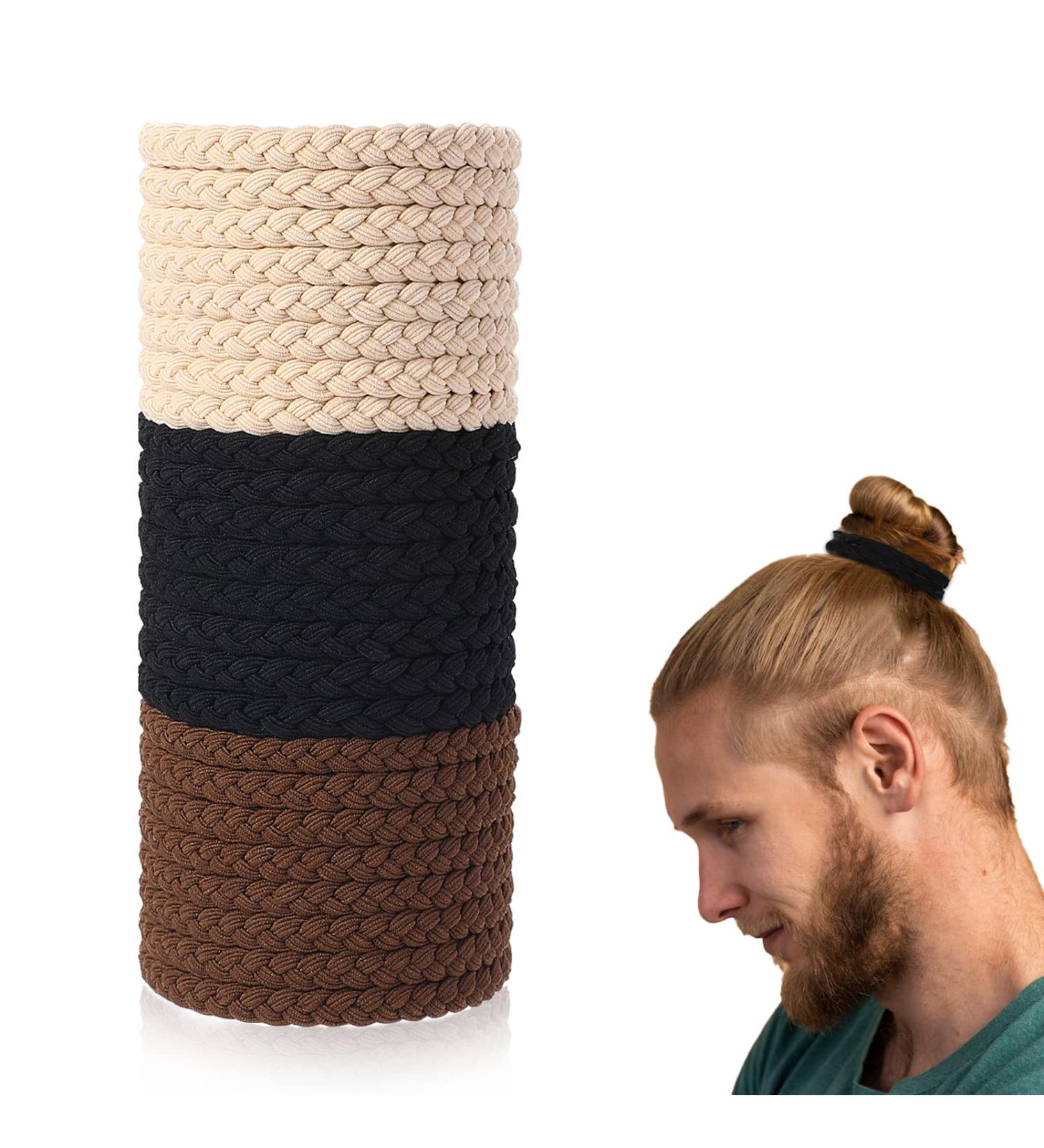 24 Pcs Braided Hair Ties for Men - Elastic Non-slip Hair Bands for Curly Thick Long Hair - Bracelet Hair Ties for Ponytail Holders - Buy Online on GoSupps.com