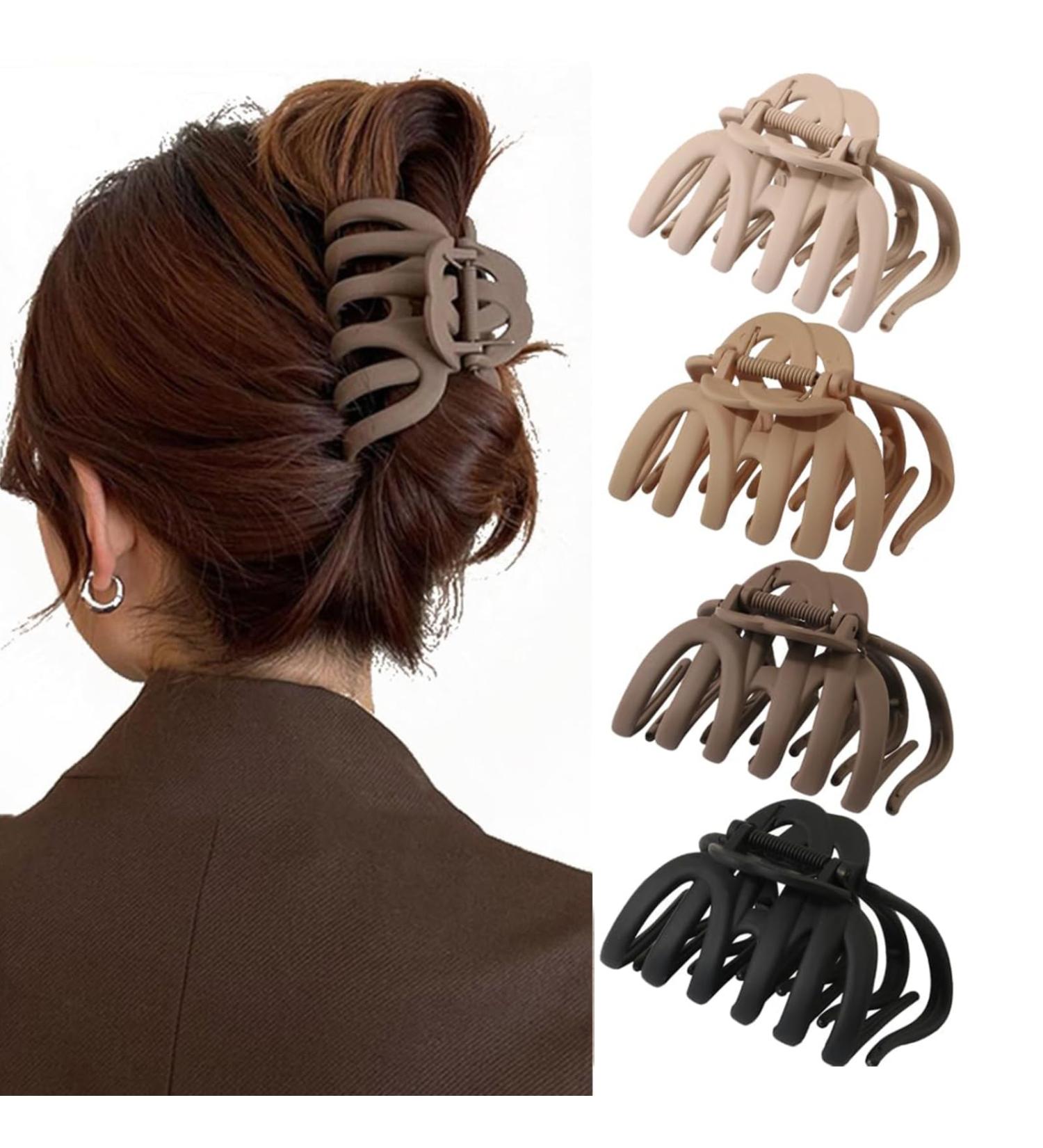 4 Large Octopus Hair Clips - Non-Slip Claw Clips for Women | Stylish Hair Accessories in Neutral Colors - Buy Online on GoSupps.com