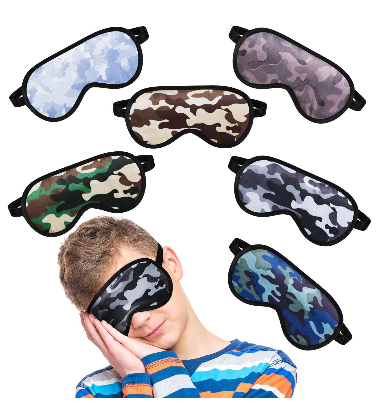 6-Pack Kids Camo Sleep Mask - Soft Satin Eye Cover for Boys | Adjustable Straps, Light Blocking, 6 Camouflage Styles - Buy Online on GoSupps.com
