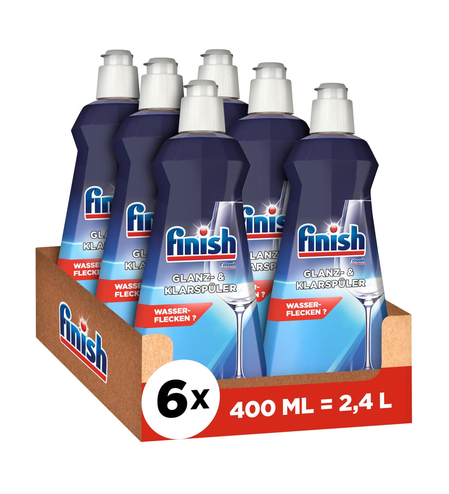 Finish Shine and Rinse Aid - 6 x 400ml Mega Pack for Sparkling Dry Dishes Without Water Stains - International Shipping Available - Buy Online on GoSupps.com