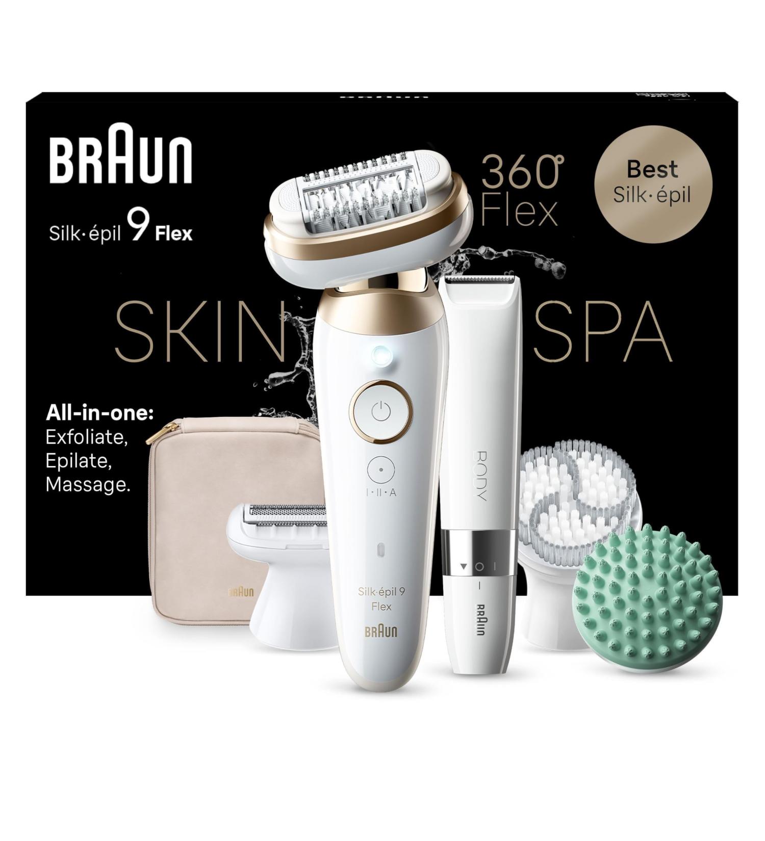 Braun Silk- pil 9 Flex Skinspa All-in-One Set | Long-Lasting Hair Removal & Mini Razor for Women - 9-481 3D White/Gold - Buy Online on GoSupps.com