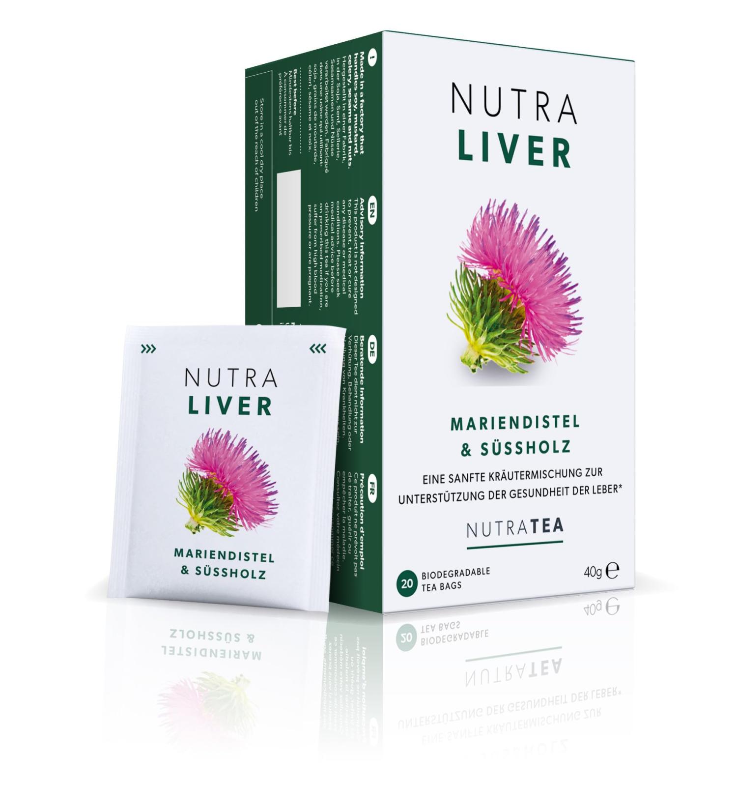 NUTRA TEA Detox Tea for Liver Health - 60 Reusable Tea Bags with Mariendistel & Lakritz | Support Healthy Digestion & Liver Regeneration | 3-Pack - Buy Online on GoSupps.com