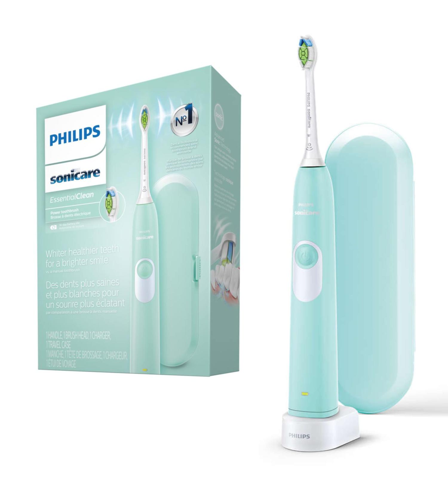 PHILIPS Sonicare EssentialClean Electric Toothbrush with DiamondClean Head & Travel Case - Mint - Buy Online on GoSupps.com