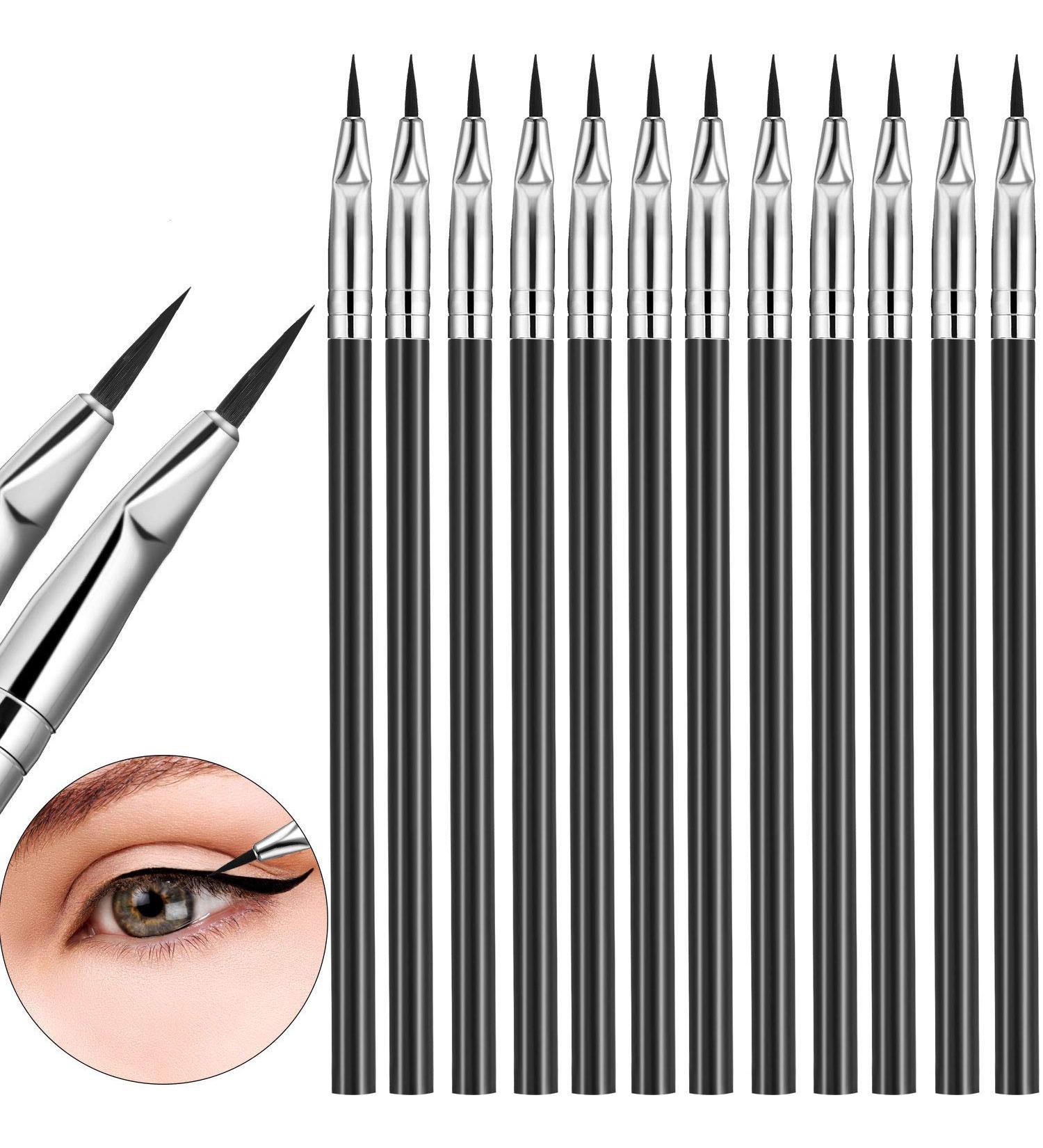 12 Pieces Angled Eyeliner Brushes - Lightweight & Fine Bent Angle for Precise Makeup Application - Buy Online on GoSupps.com