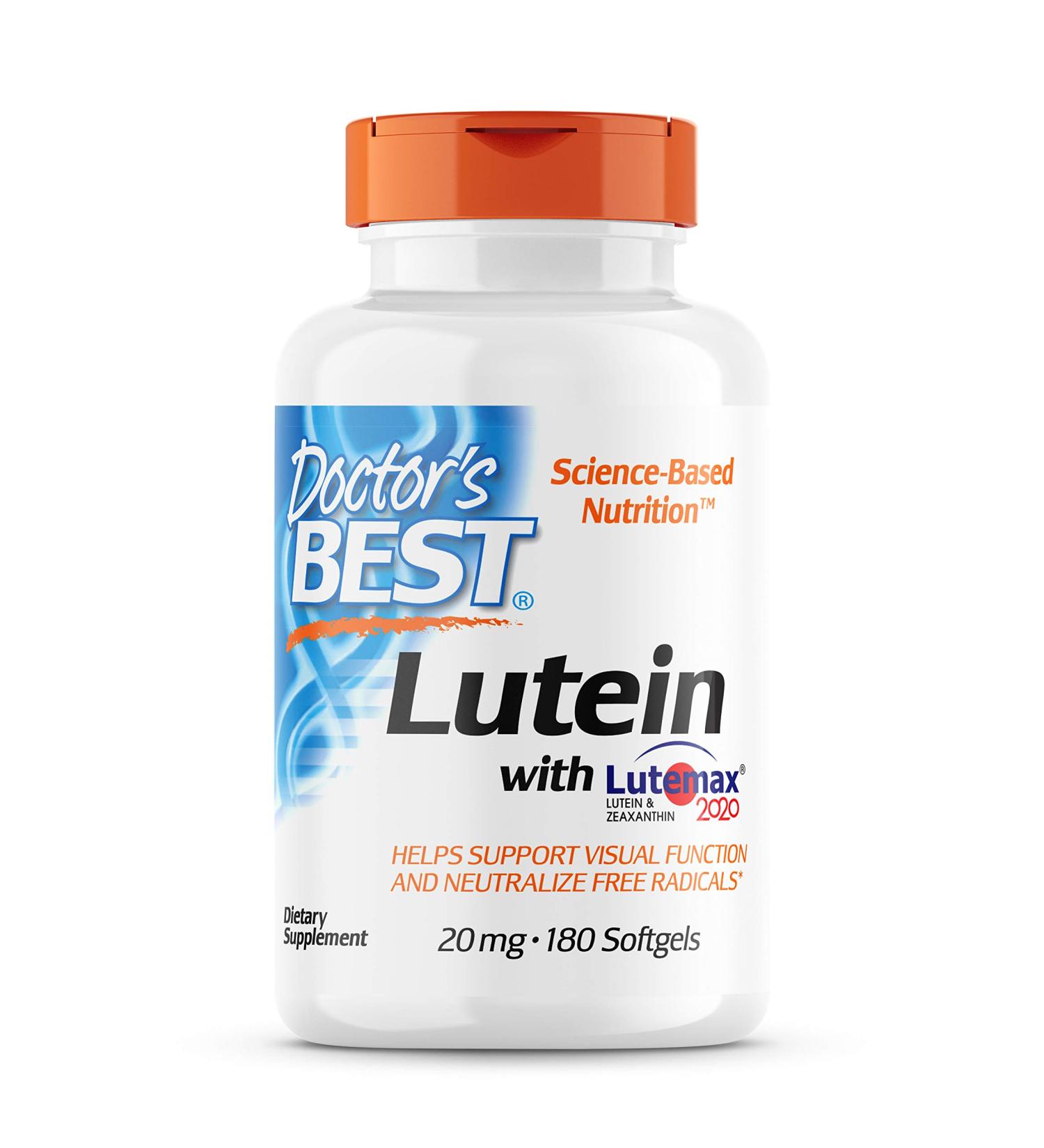 Doctor's Best Lutein with Lutemax 20 mg - 180 Softgels | Eye Health Supplement - Buy Online on GoSupps.com