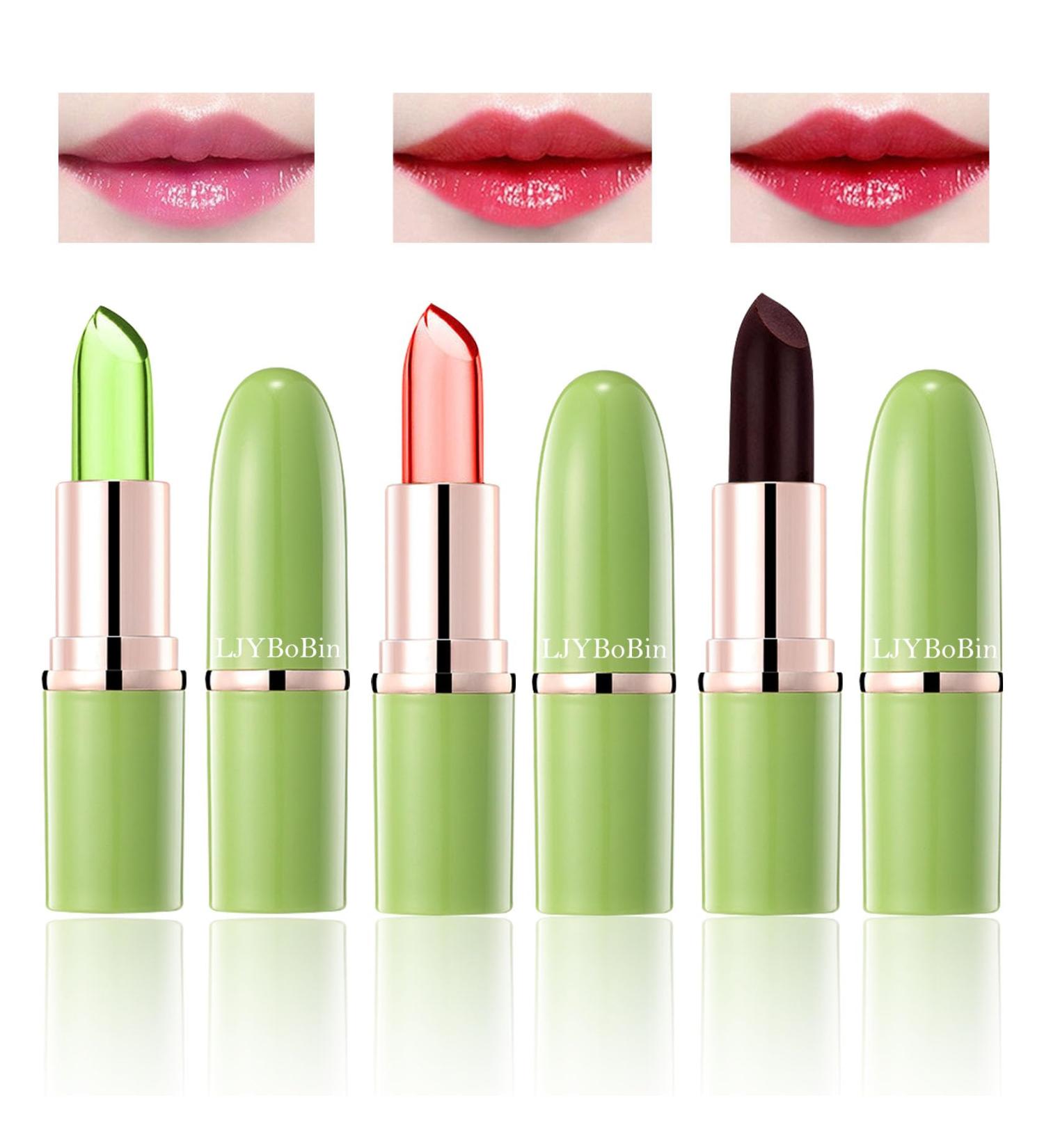 3PCS Aloe Vera Color Changing Lipstick Set Magic Jelly Lipstick Long Lasting Highly Pigmented Color Change Lip Gloss Waterproof Lips Moisturizer Non-Sticky Cup Tinted Lip Balm Stain Makeup Set - Buy Online on GoSupps.com