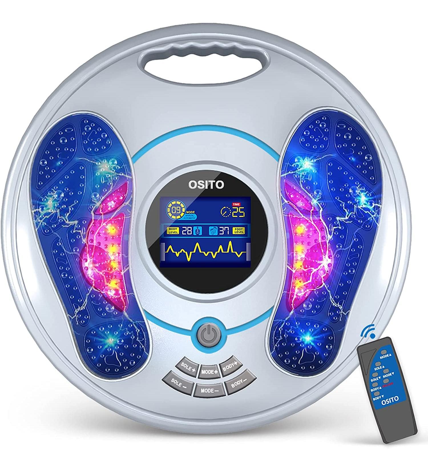 Circulatory Stimulator for Feet & Legs | Electric Foot Massage Device | 25 Modes 99 Intensity Levels for Pain Relief & Improved Blood Circulation - Gray - Buy Online on GoSupps.com