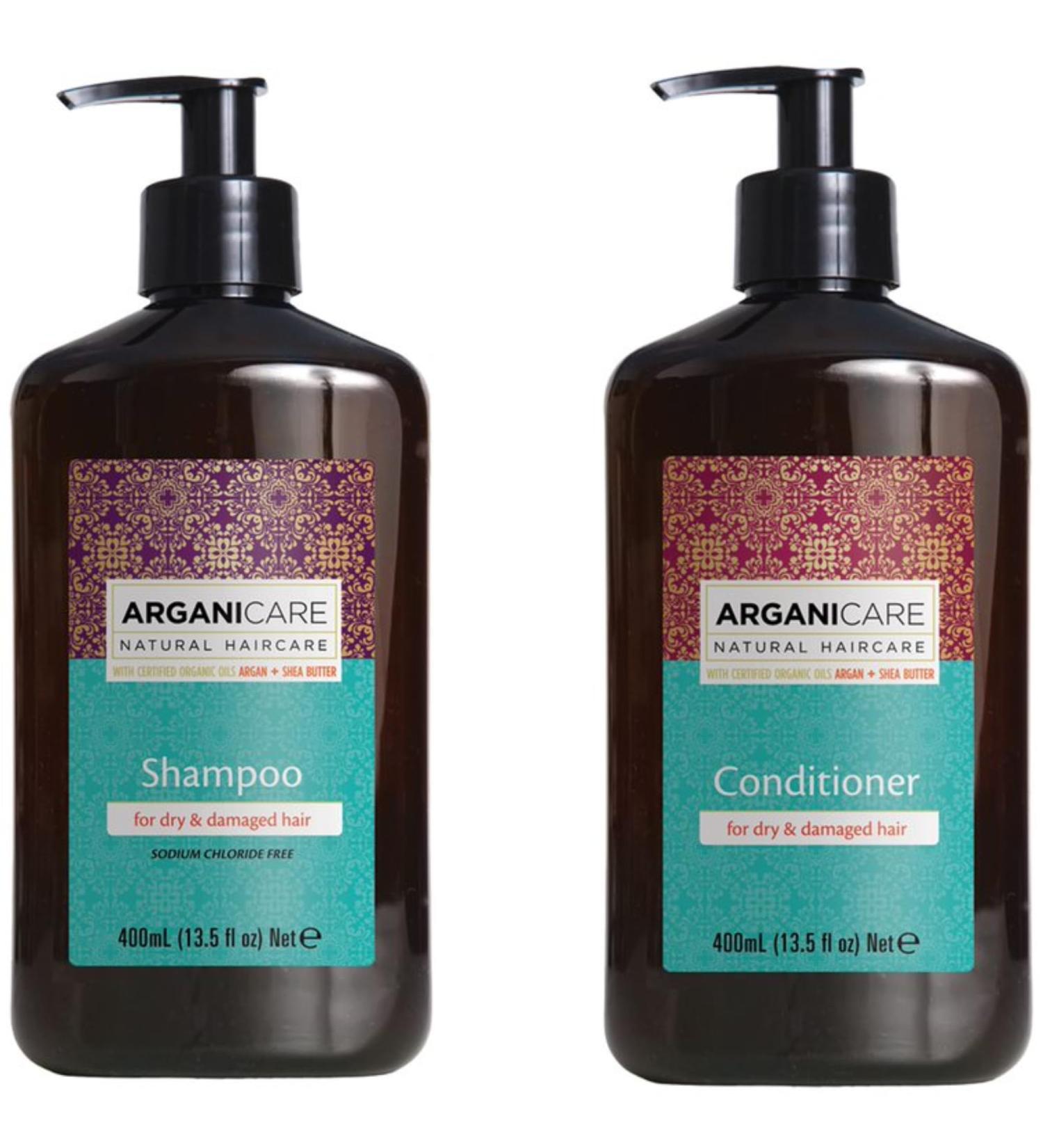 Arganicare | Duo Shampoo + Conditioner | With Argan Oil | Nourishing & Moisturizing | Revitalizes & Strengthens | Shiny Effect | All Hair Types | 1x400 ML+ 1x400mL - Buy Online on GoSupps.com