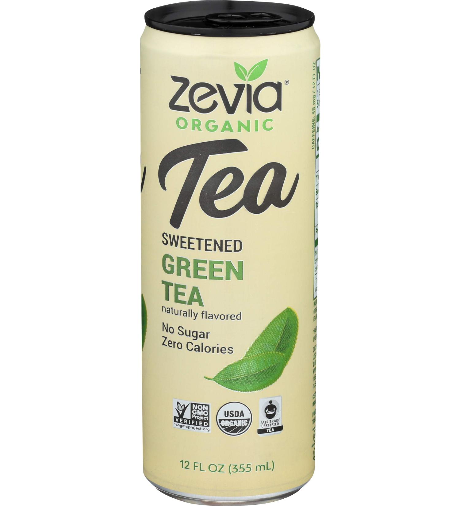 Zevia Organic Green Tea - 12 Fl Oz | Zero Calorie & Naturally Sweetened - Buy Online on GoSupps.com