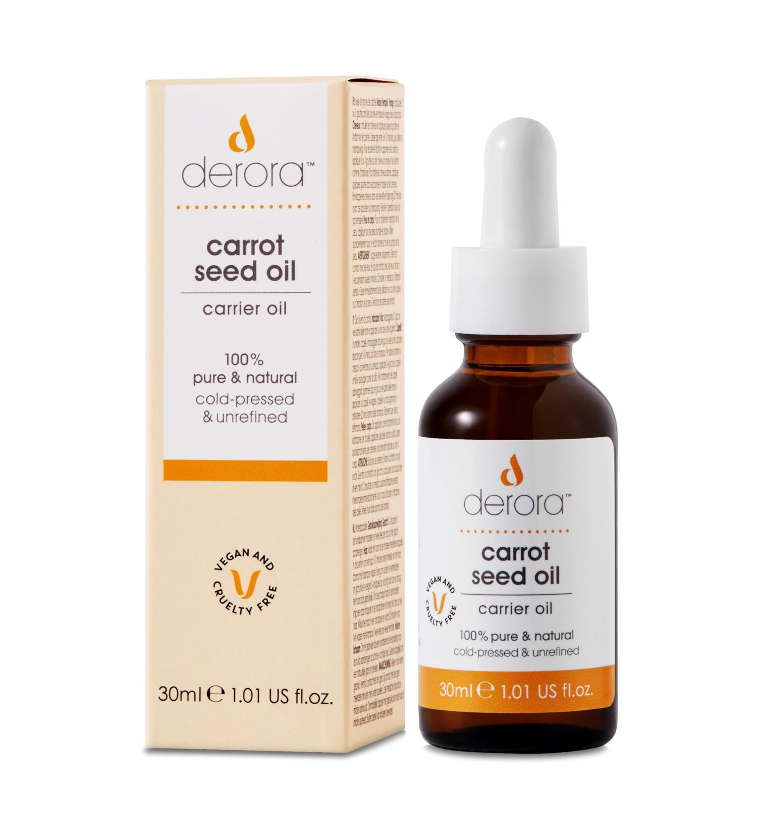 Derora Carrot Seed Oil | Nourishes Skin Hair & Nails | 100% Pure & Natural | Cold Pressed & Unrefined | Antioxidant & Vitamin A C & E Rich | Vegan & Cruelty Free (30ml) - Buy Online on GoSupps.com