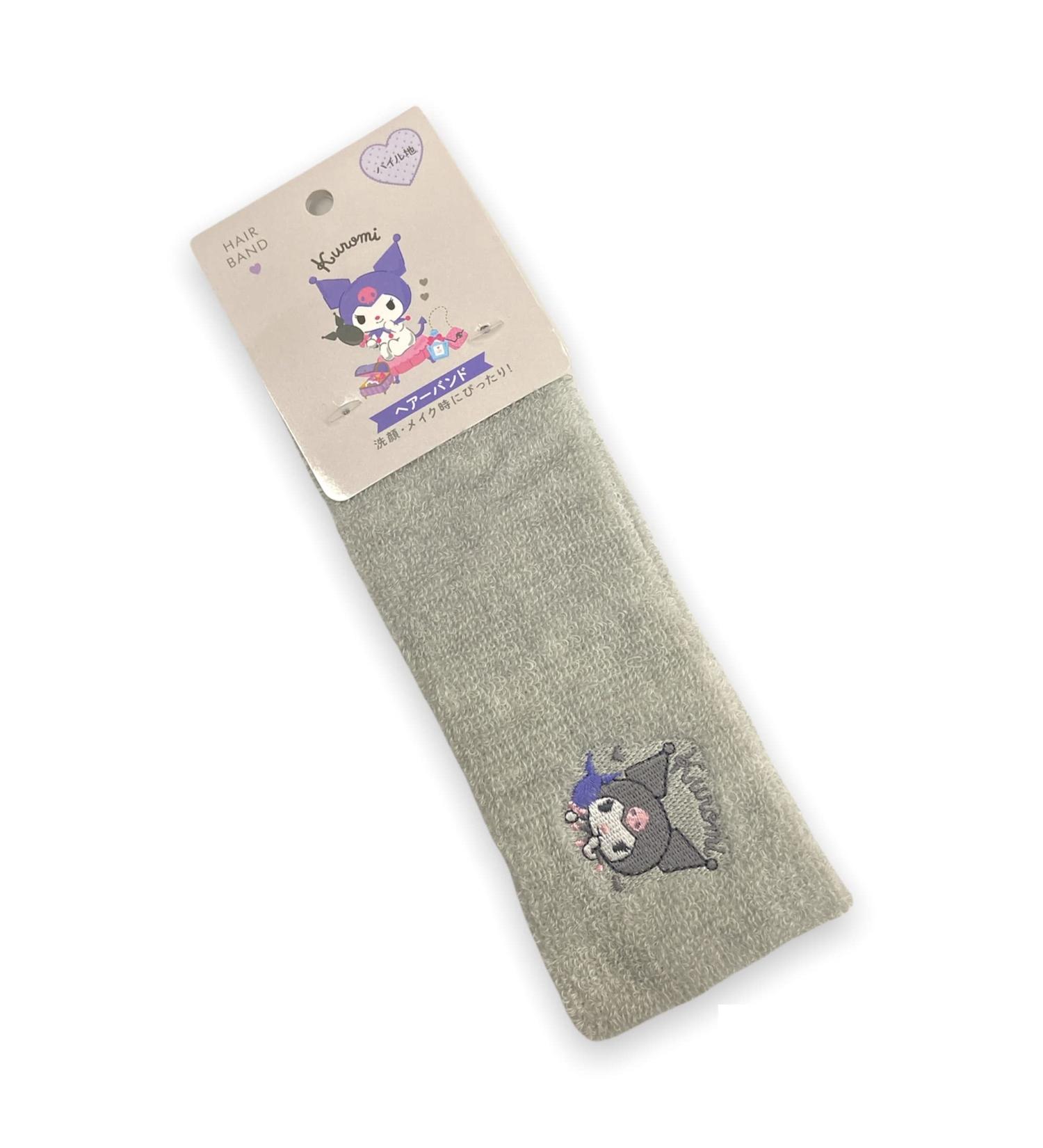 Sanrio Kuromi Embroidered Face Headband - Gray Pile Fabric, 7.1in x 2.6in for Hair Styling, Washing Face, Makeup - Buy Online on GoSupps.com