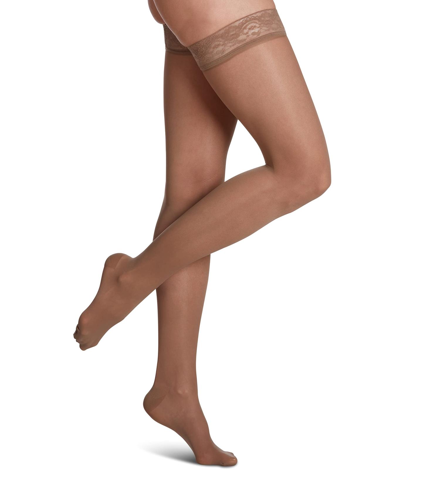 SIGVARIS Women's Sheer Fashion Thigh High Hose - 15-20mmHg Compression Stockings - Non-Slip Comfortable Everyday Wear - Taupe - Size B (Medium - Buy Online on GoSupps.com