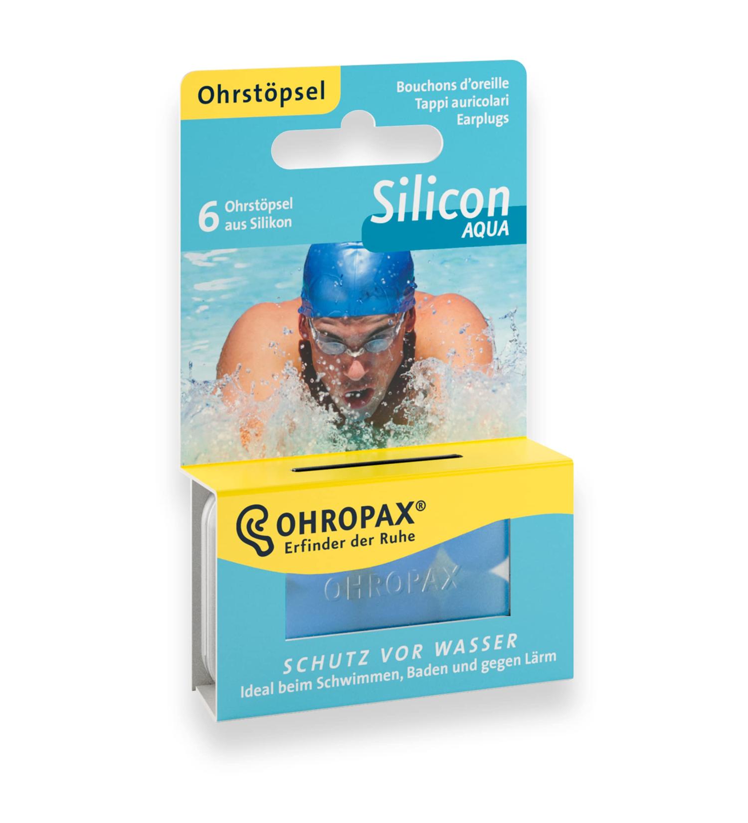 Ohropax Silicone Aqua Earplugs - Waterproof Pre-Ear Plugs for Swimming (6 Pieces) - Skin-Friendly Protection - Buy Online on GoSupps.com