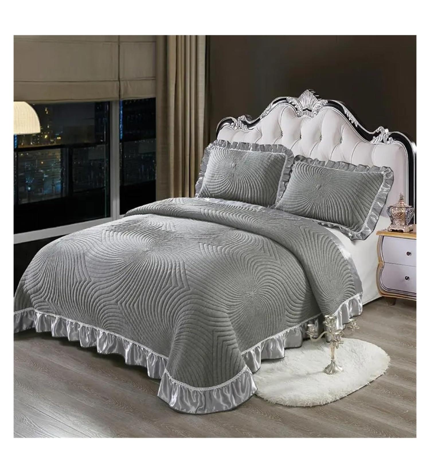 Luxury Soft Knitted Cotton Ruffle Bedspread Coverlet Double Bed Cover Set Blanket Bed Linen Bed Skirt Pillowcases Home Textile Soft (2 230x 245cm) - Buy Online on GoSupps.com
