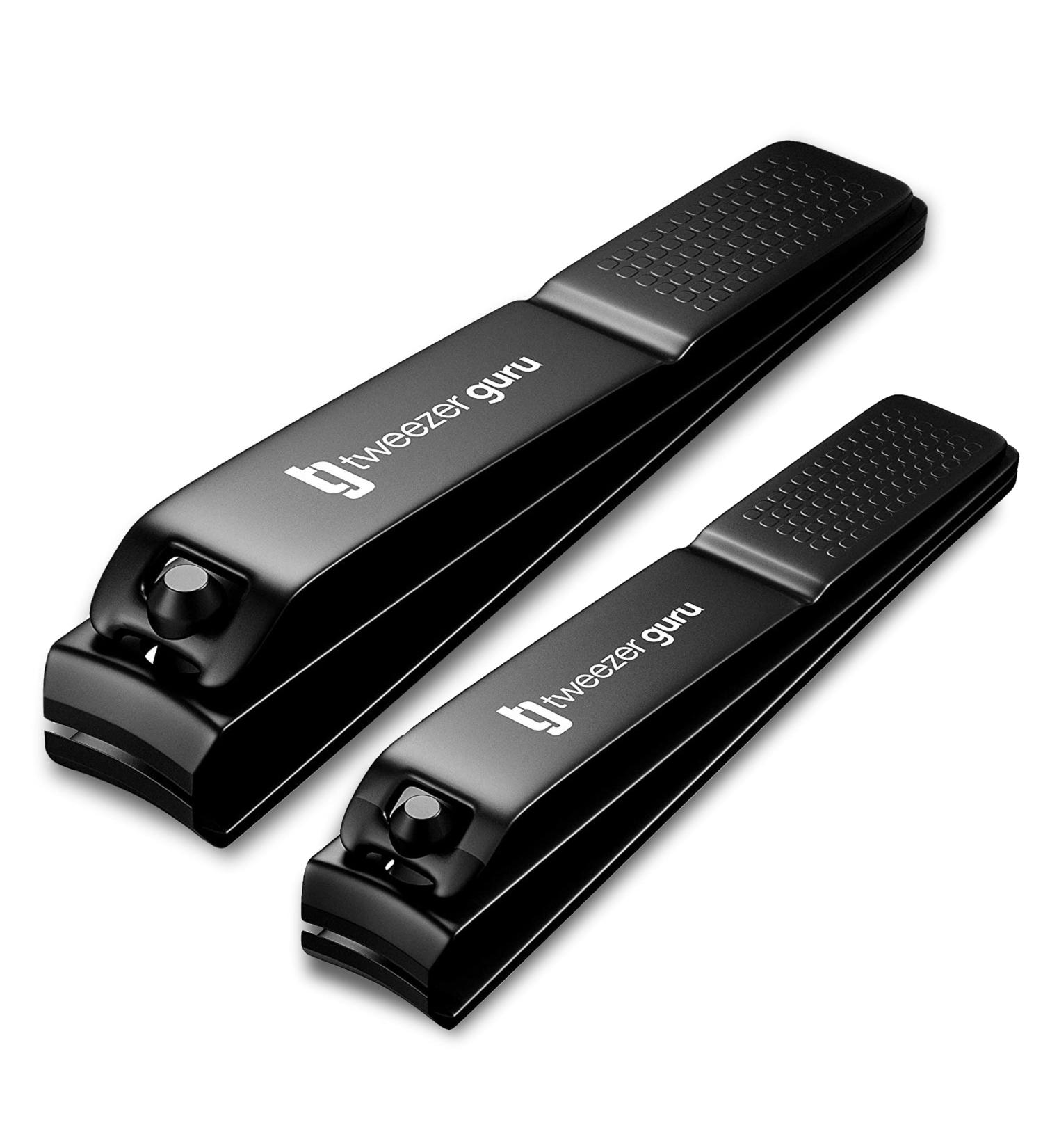 Tweezer Guru Nail Clippers - Professional Stainless Steel 2-Pack for Men, Women, and Kids - Curved Edge Matte Black - Buy Online on GoSupps.com