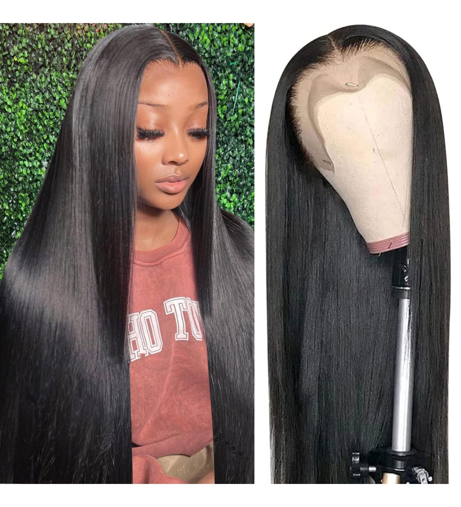 24 Inch Straight Lace Front Human Hair Wig w/ HD Lace Frontal - Pre Plucked, Natural Hairline, 150% Density - Brazilian Virgin Hair - for Black Women - Buy Online on GoSupps.com