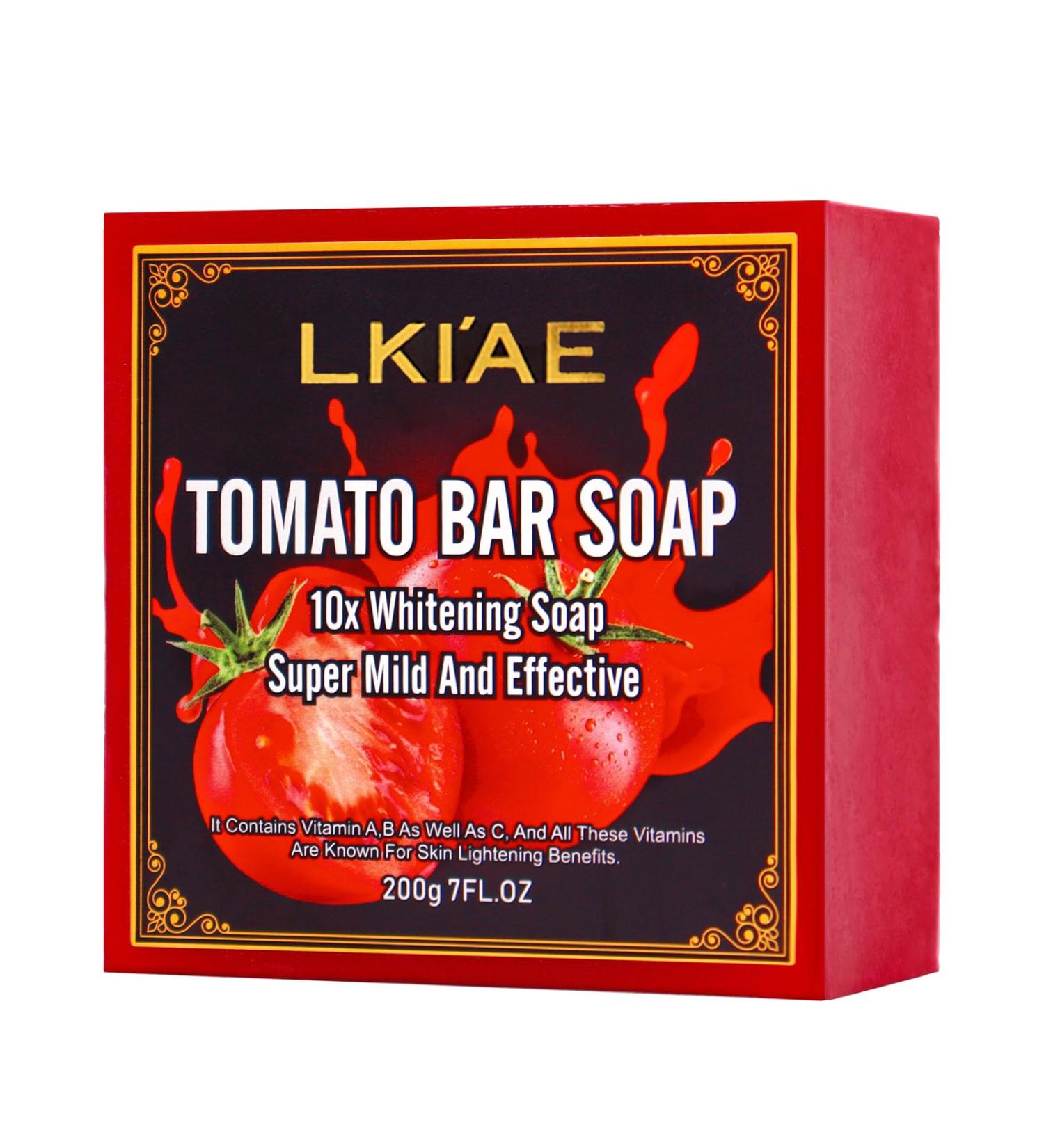 AILKE BOOST LUSTER LKIAE Natural Tomato Whitening Soap Bar Deep Clean Skin and Makeup Residue Oil Control Brightening Remove Dark Spots with Vitamin ABC For Face Body 200g Pack of 1 1 copy - Buy Online on GoSupps.com