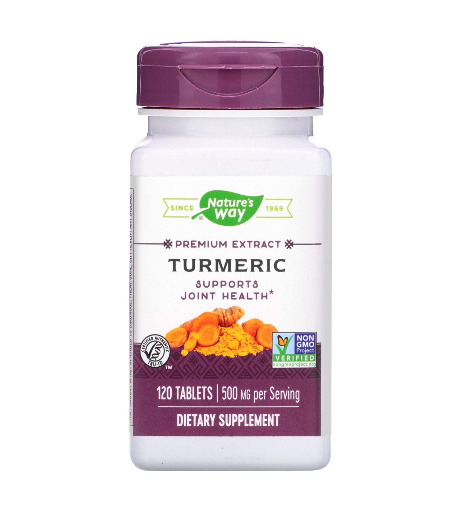 Nature's Way Turmeric Premium Extract - Supports Joint Health* - Non-GMO Project Verified - 500 mg per Serving - Joint Supplement Turmeric Tablets* - Gluten Free - 120 Tablets 120 Count (Pack of 1)