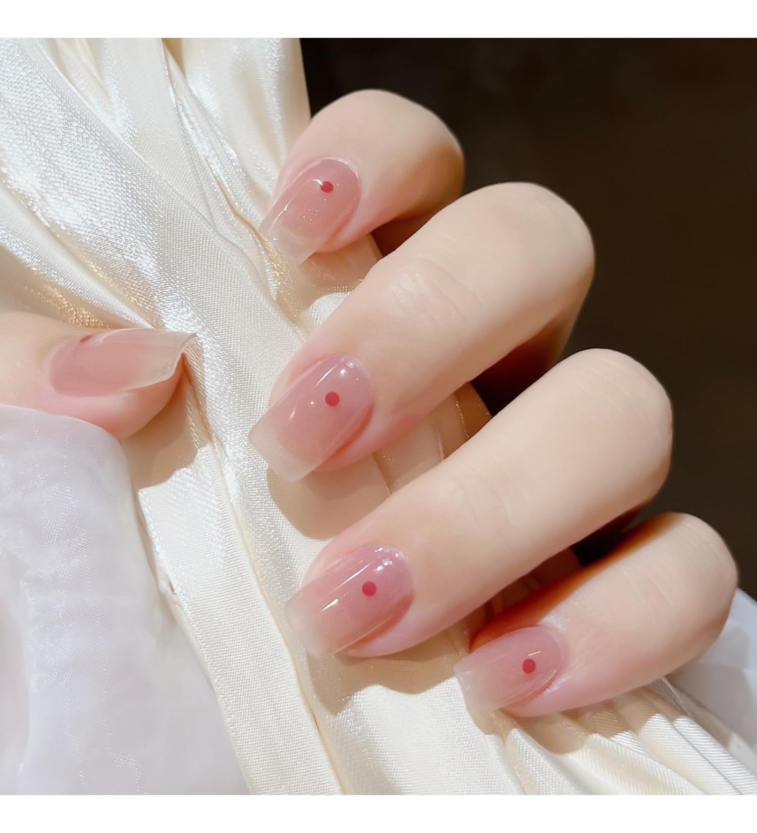 20Pcs Semi Cured Gel Nail Strips French Gel Nail Art Stickers Long-Lasting Waterproof Gel Polish Nail Wraps for Women Girls Nail Decoration Includes 2 Prep Pads Nail File & Wooden Stick (Red Dot) - Buy Online on GoSupps.com