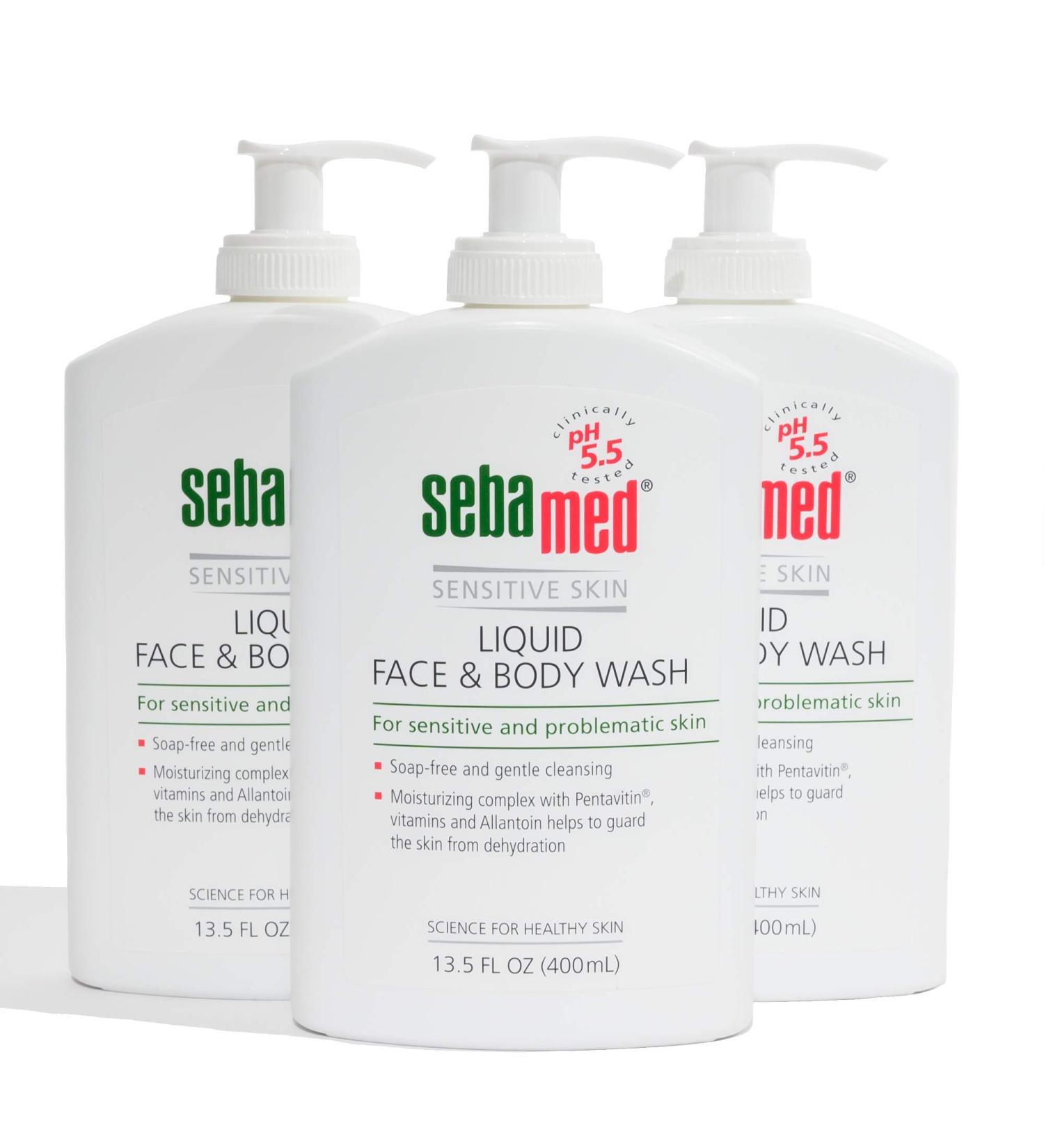 Sebamed Paraben-Free Liquid Face and Body Wash with Pump - pH 5.5 - Dermatologist Recommended - 13.5 oz (400ml) - Pack of 3 - Buy Online on GoSupps.com
