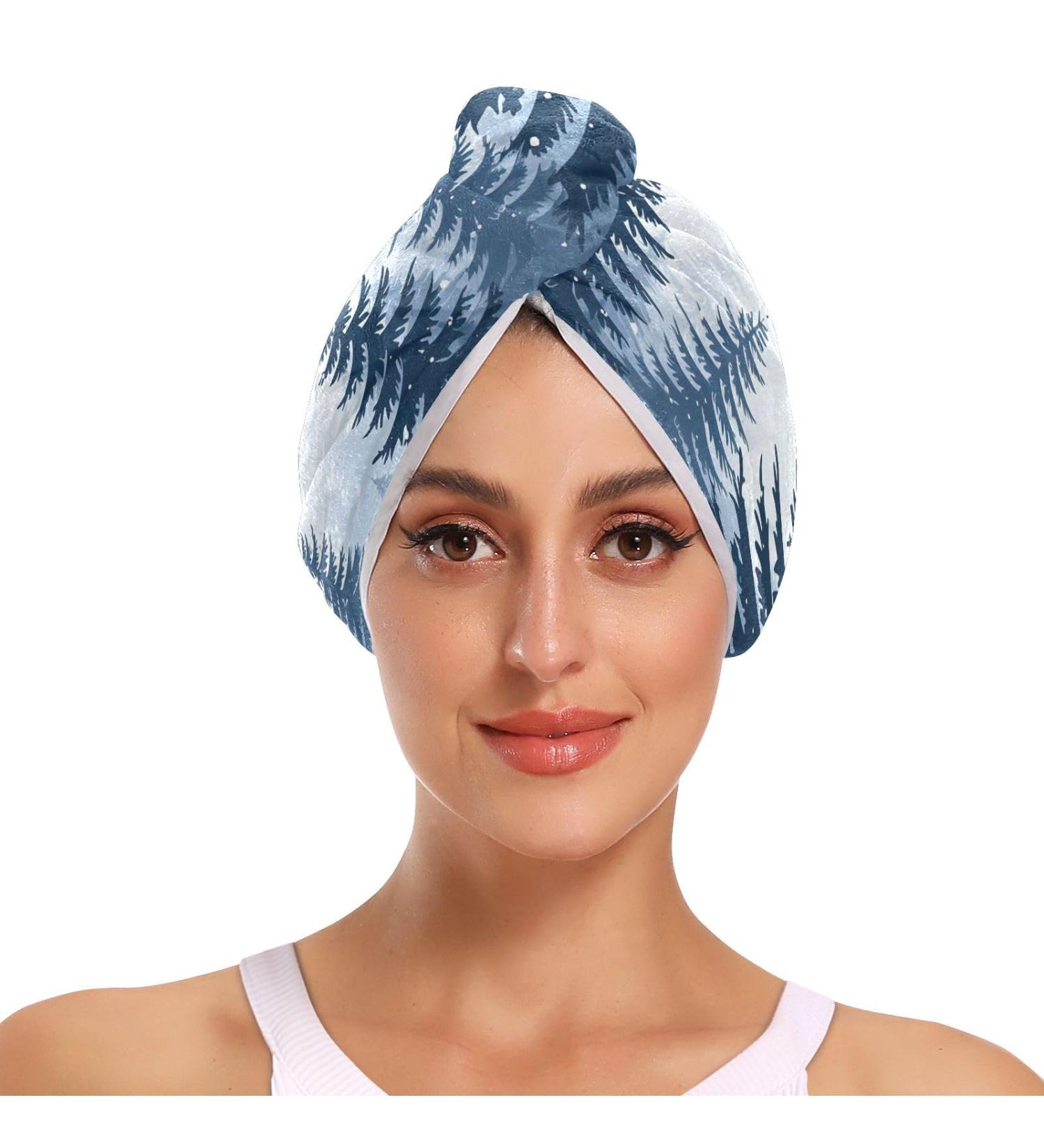 Super Absorbent Trees Forest Hair Towel 2 Pack | Quick Dry Hair Turbans for Women & Girls - Ideal for Fast Drying - Buy Online on GoSupps.com