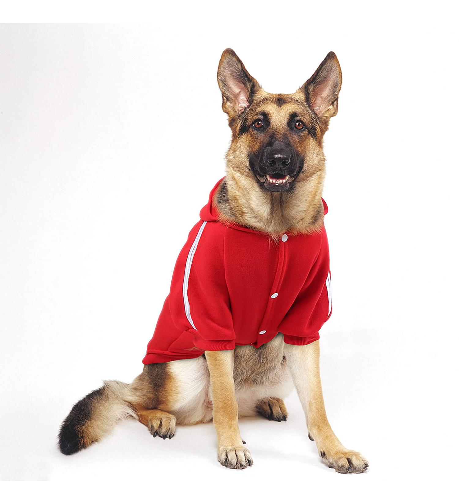 Petleso Fleece Dog Sweater & Coat for Large Dogs - Warm Red Hoodie Easy On/Off | Size 4XL - Buy Online on GoSupps.com