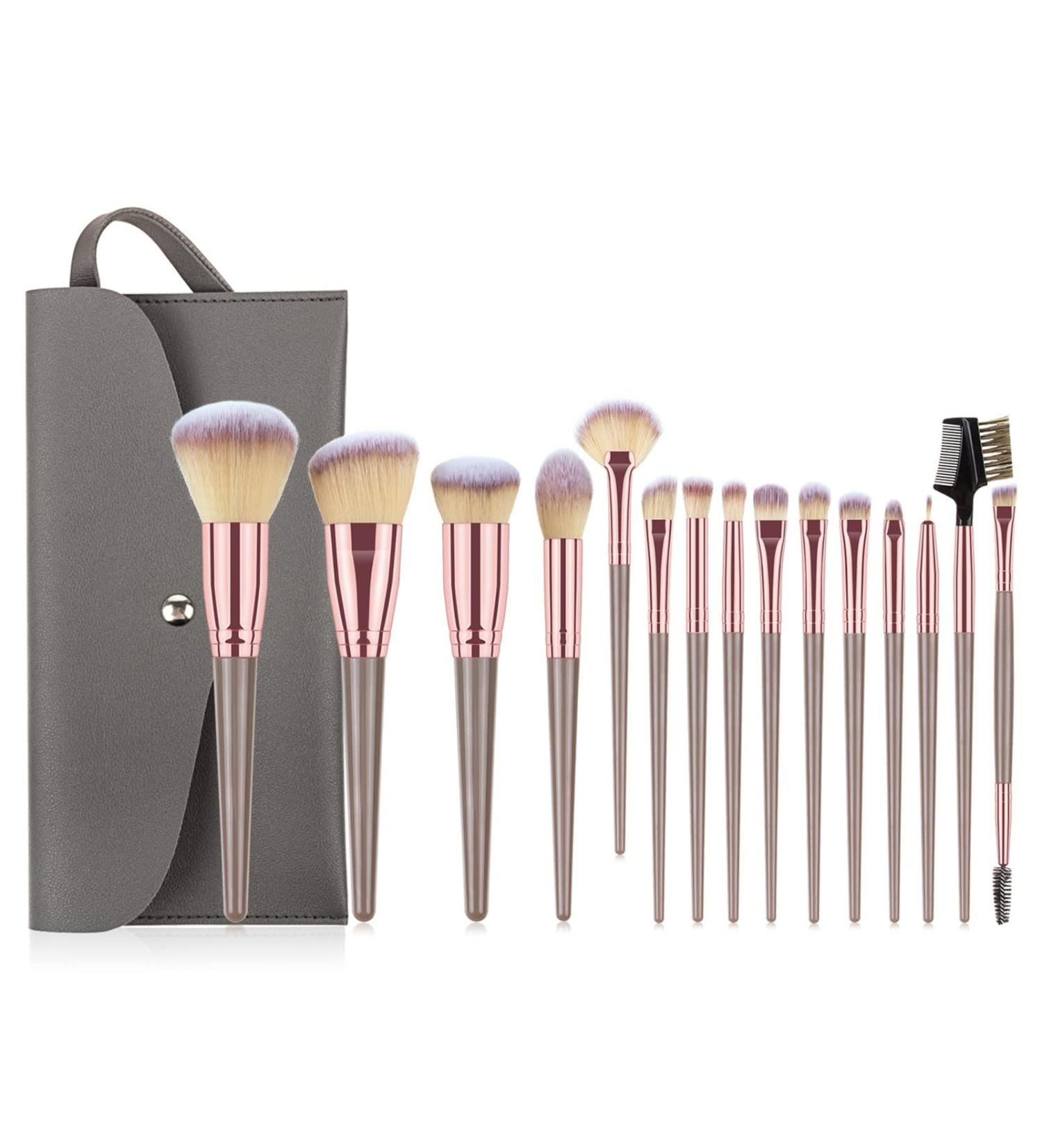Worparsen Foundation Brush Soft Ergonomics Handle Portable Bristled Makeup Brush Kit for Girl K