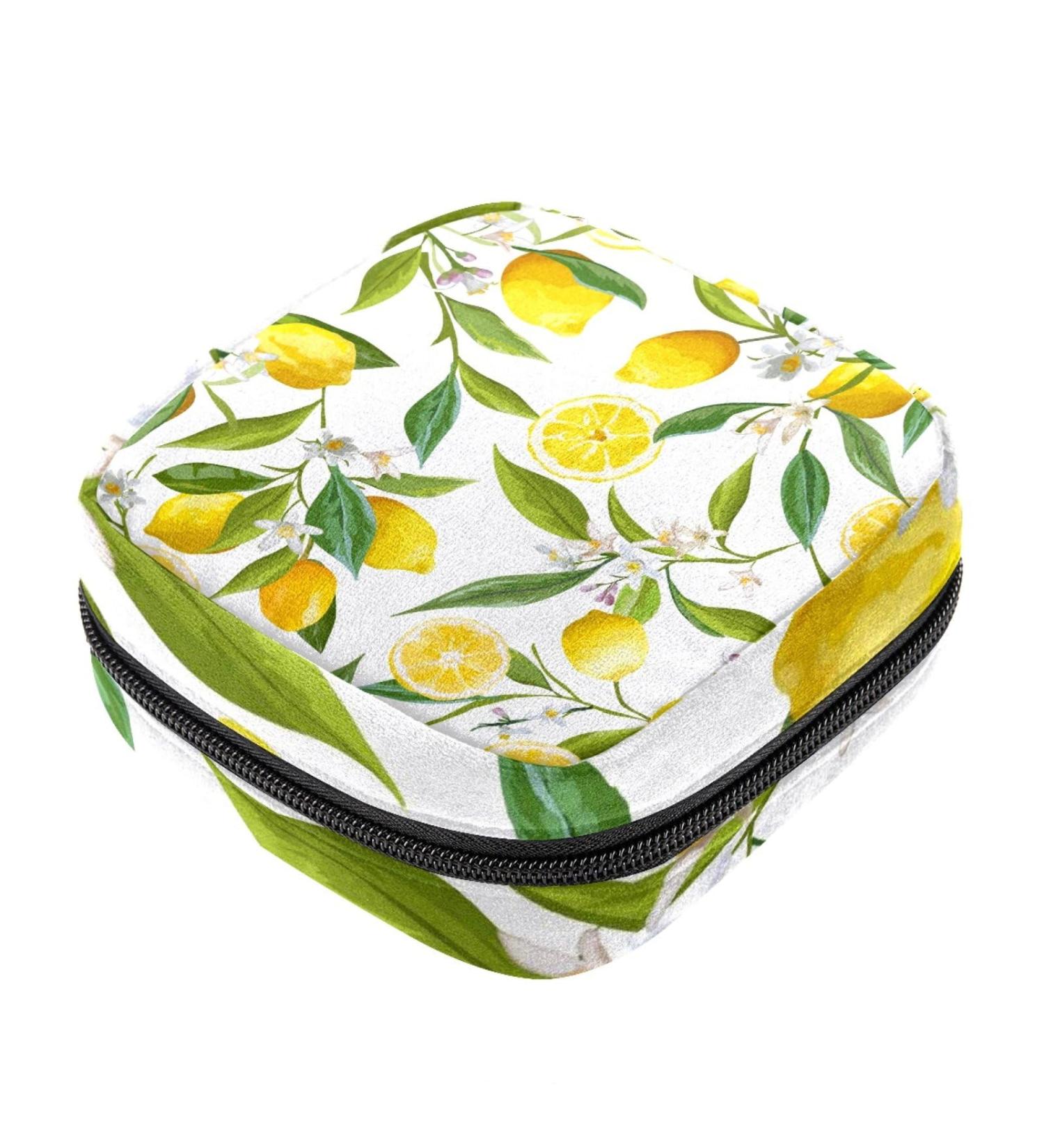 Lemon Floral Sanitary Napkin Storage Bag - Portable Period Kit for Women, Girls, and Ladies - Menstrual Cup & Tampon Pouch - Color 9 - Buy Online on GoSupps.com