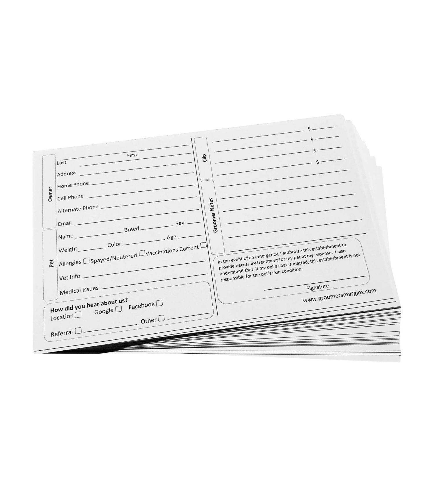 Pet Dog Cat Grooming Customer Clip Cards (100 Pack Thick 8 X 5 inch Professional Profile Kennel Record Care Service Card) - Buy Online on GoSupps.com