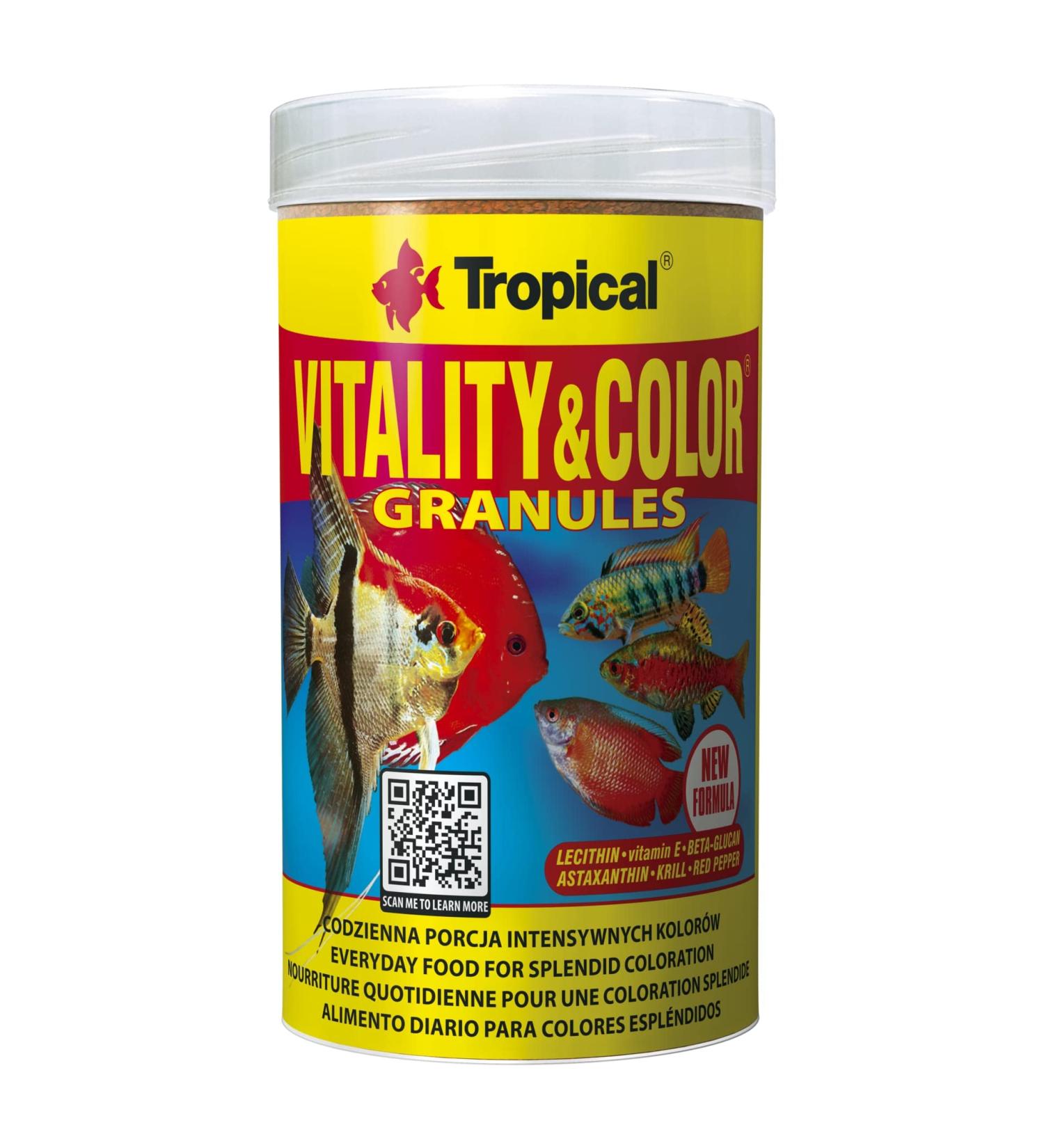 Vitality&Color GRANULES 250ml / 138g - Color Enhancing and Revitalizing Granulated Fish Food for Daily Use
