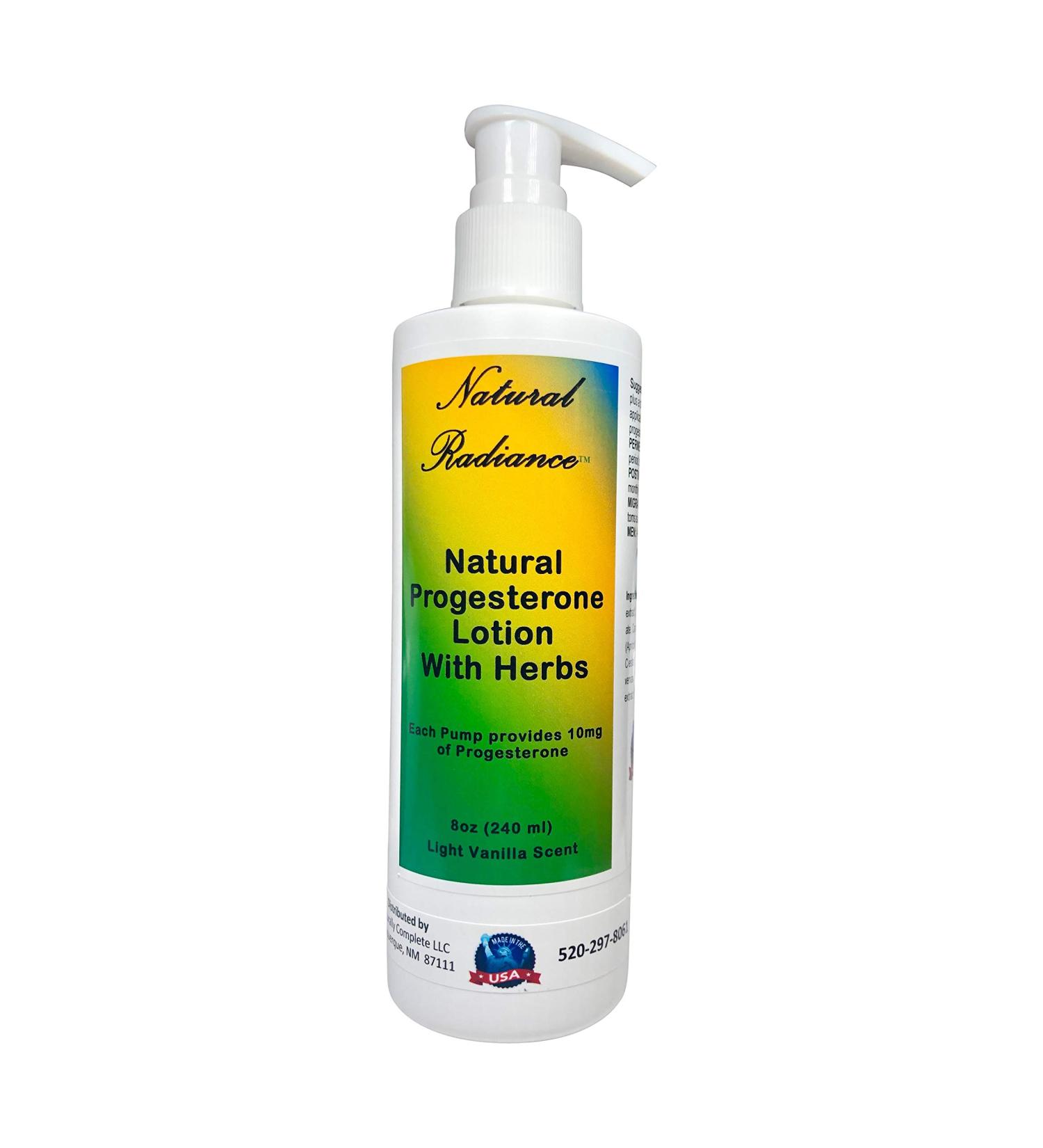 Progesterone Plus Herbs Lotion - Bio-Identical Soy-Free Paraben-Free Light Vanilla Scent - 8 oz Pump Bottle | Made in the USA - International Shipping Available - Buy Online on GoSupps.com