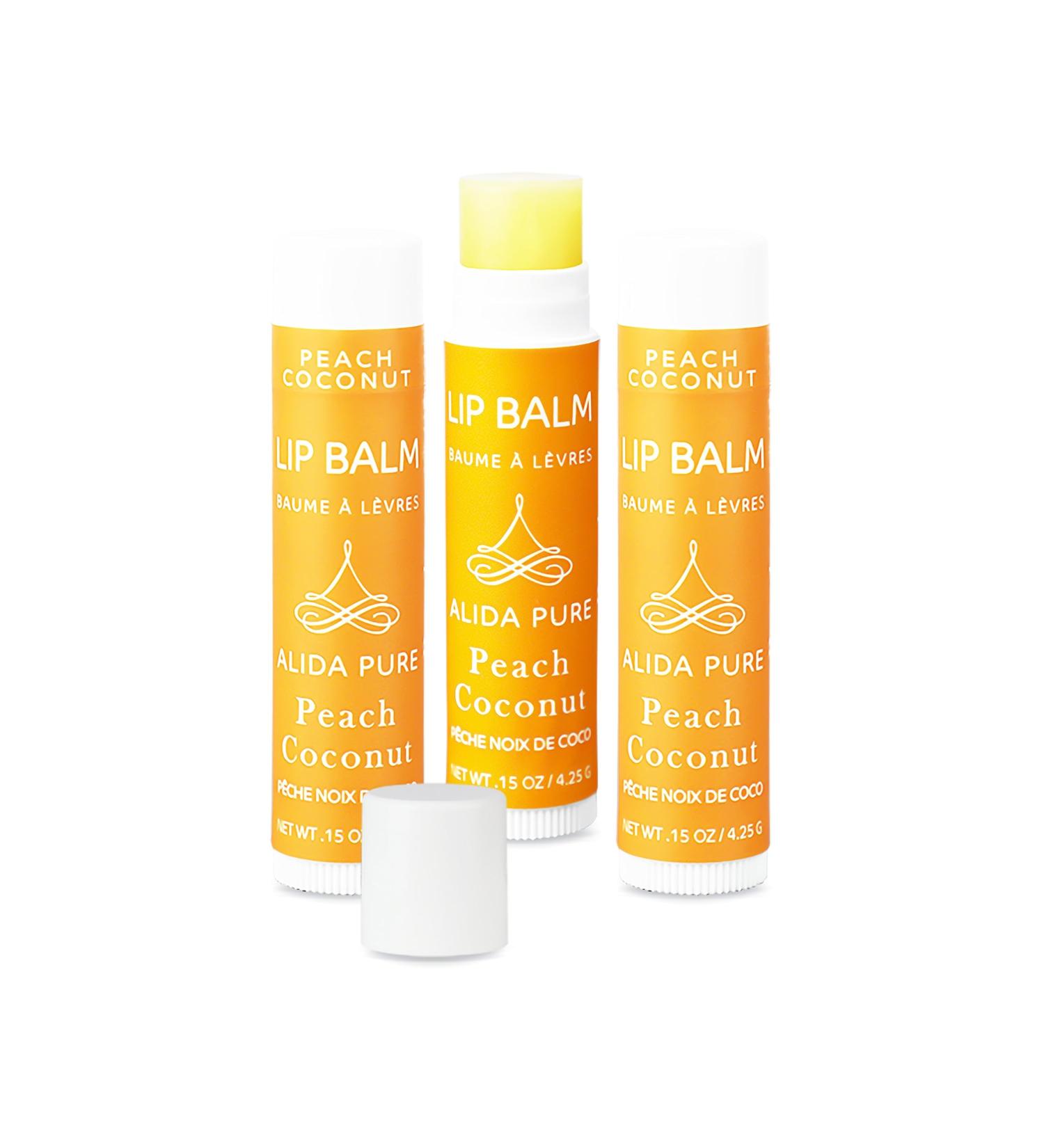 ALIDA PURE Peach Coconut Lip Balm Collection Lemon Ginger Lip Balm Collection Blackberry Pomegranate Lip Balm Collection Bundle