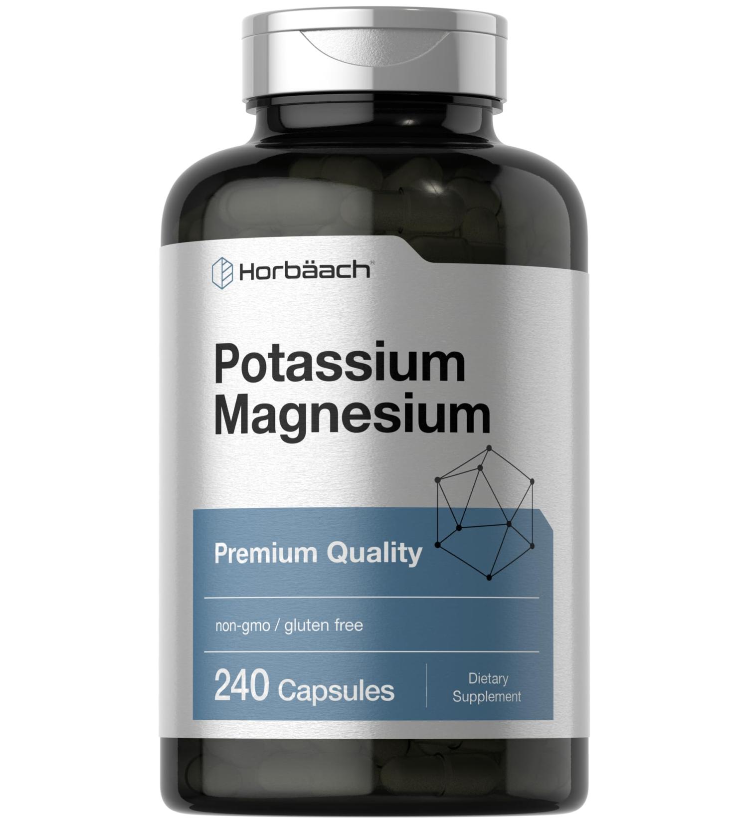 Horb ach Potassium Magnesium Supplement | 240 Capsules | Premium Quality | Non-GMO & Gluten Free - Buy Online on GoSupps.com