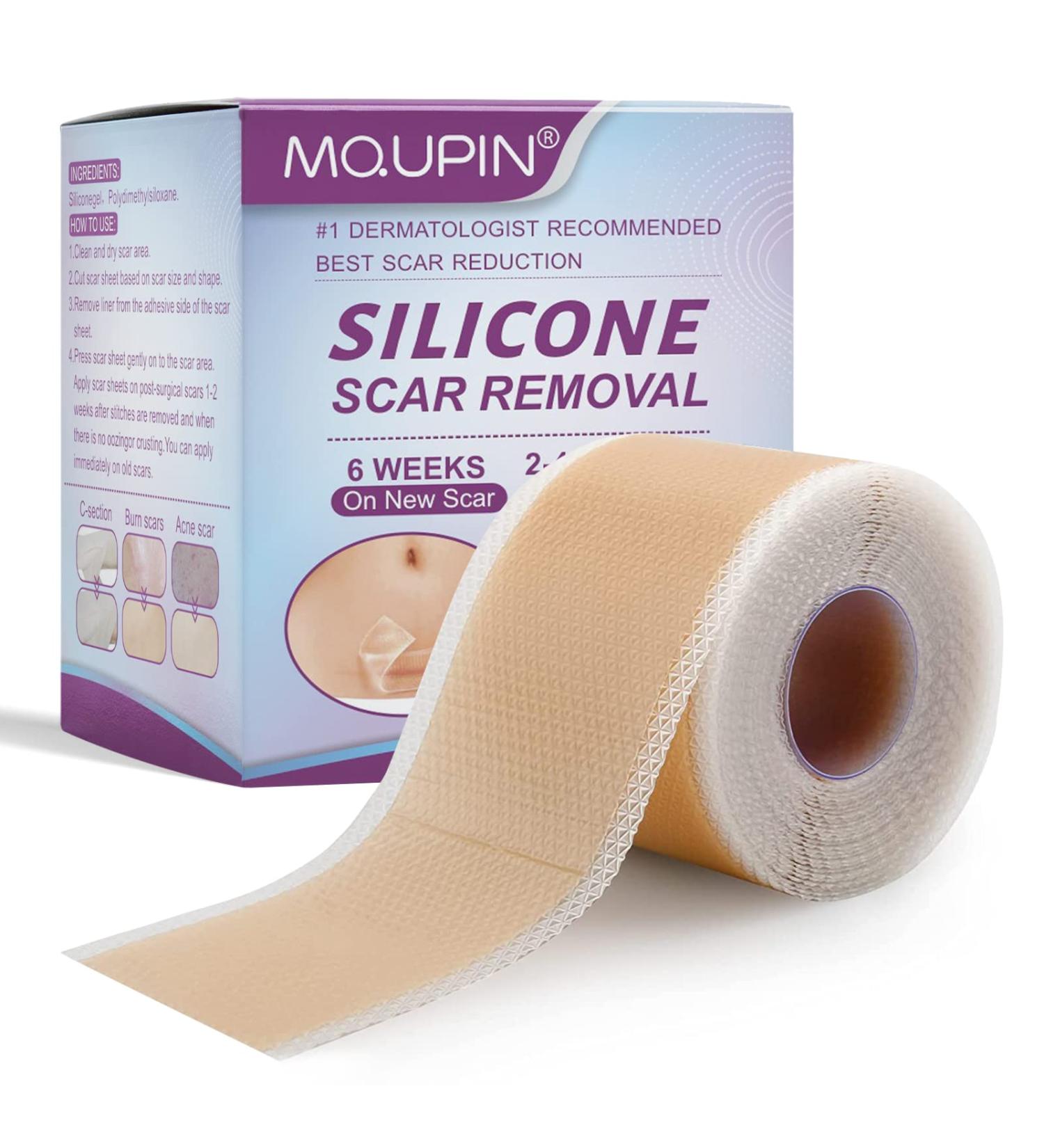 MQUPIN Silicone Scar Tape Roll (1.6 x 60 ) Silicone Scar Sheets Silicone Tape Reusable for C-Section Surgical Scar Keloid Acne Scar and Burn Scar - Buy Online on GoSupps.com