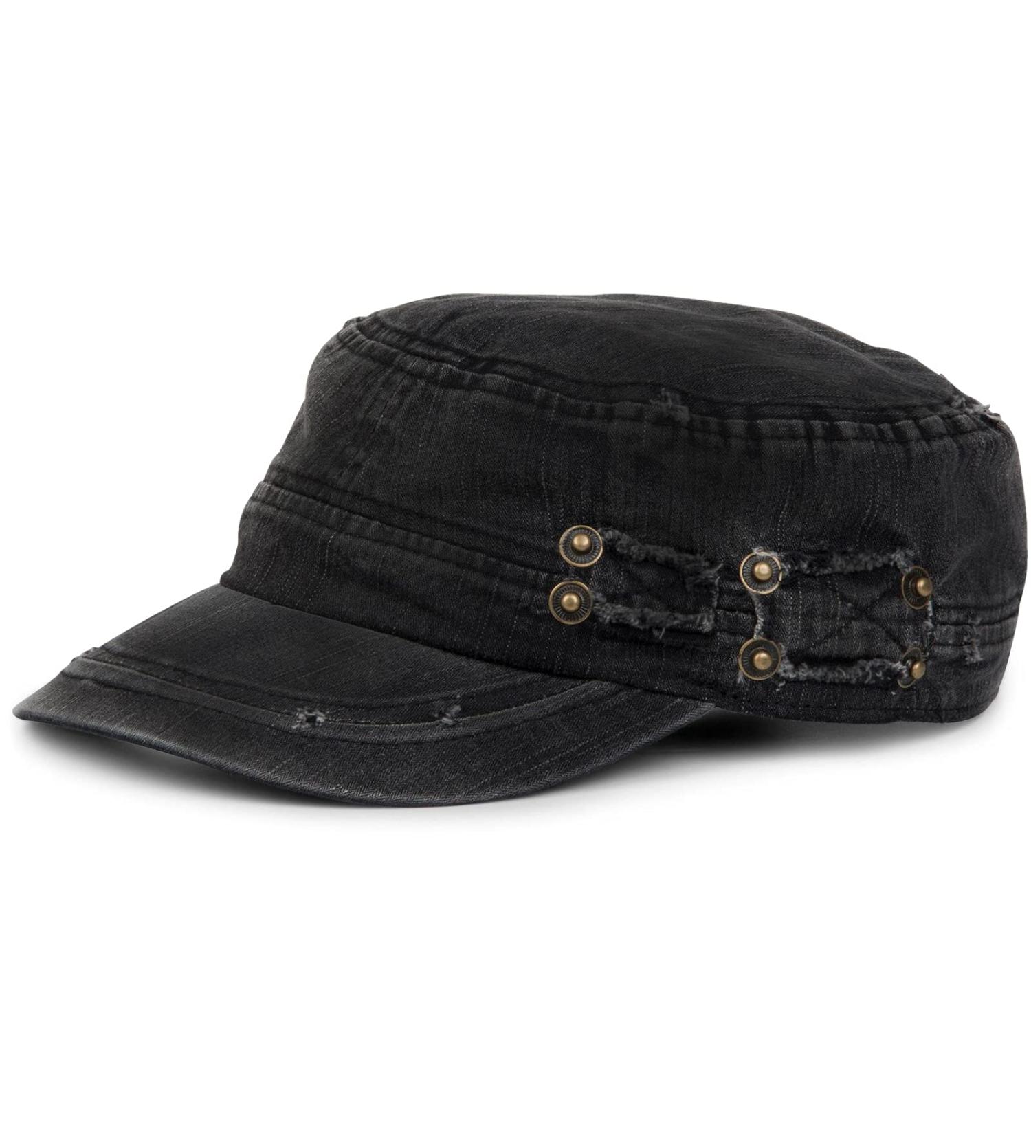Stylbreaker Military Cap - Washed Destroyed Vintage Look Adjustable Unisex - Black 04023011 - International Shipping - Buy Online on GoSupps.com