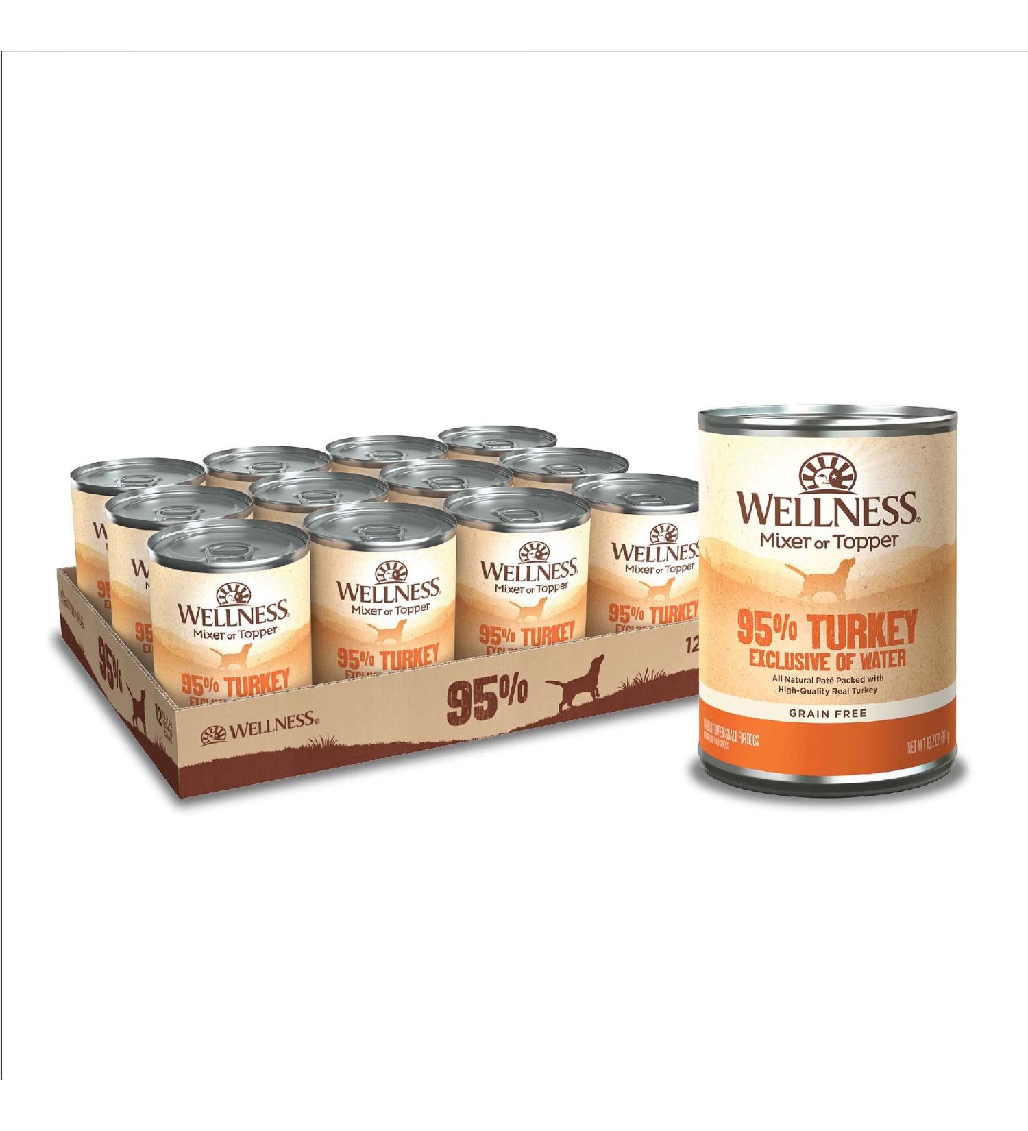Wellness 95% Turkey Grain-Free Canned Dog Food - 13.2oz, Pack of 12 | Natural Pet Food - Buy Online on GoSupps.com