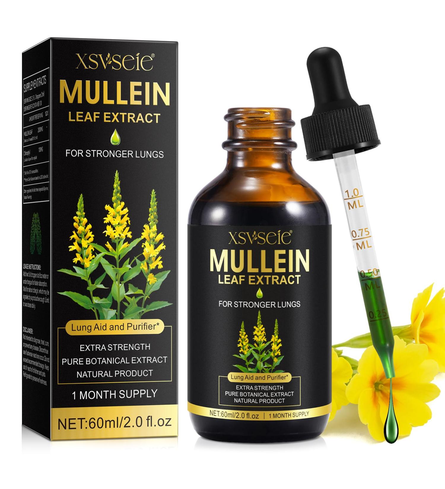 herlosfeel Mullein Leaf Extract for Lungs Natural Mullein Drops for Lung Cleansing & Premium Mullein Leaf Liquid Drop Fast Absorption Rich in Chlorophyll Vegetarian & Health Supplement 60ml - Buy Online on GoSupps.com