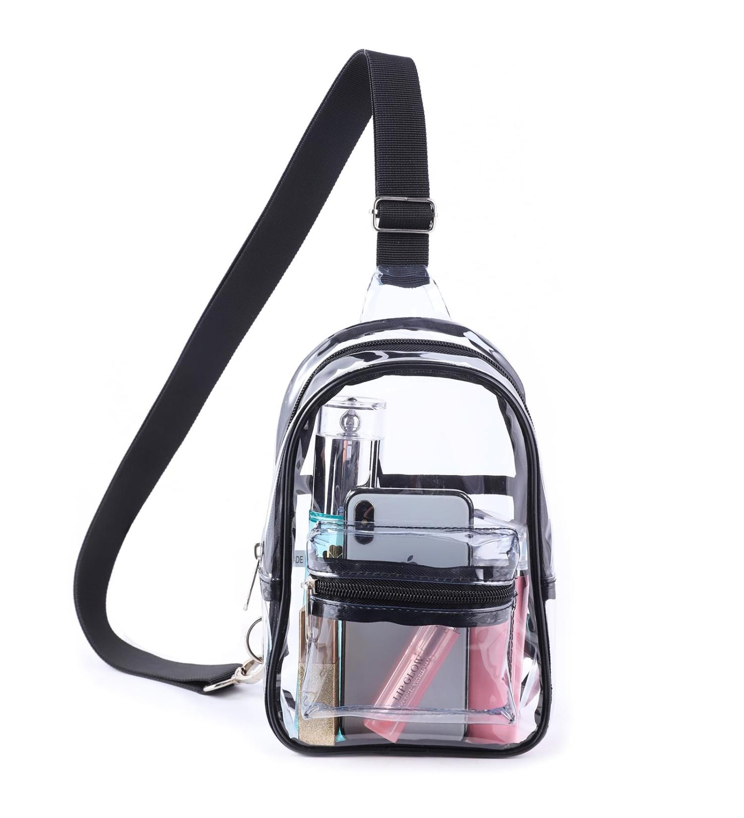 Small Transparent Shoulder Bag for Women | Stadium Approved Crossbody Bags for Concerts Festivals & Travel - Black - Buy Online on GoSupps.com