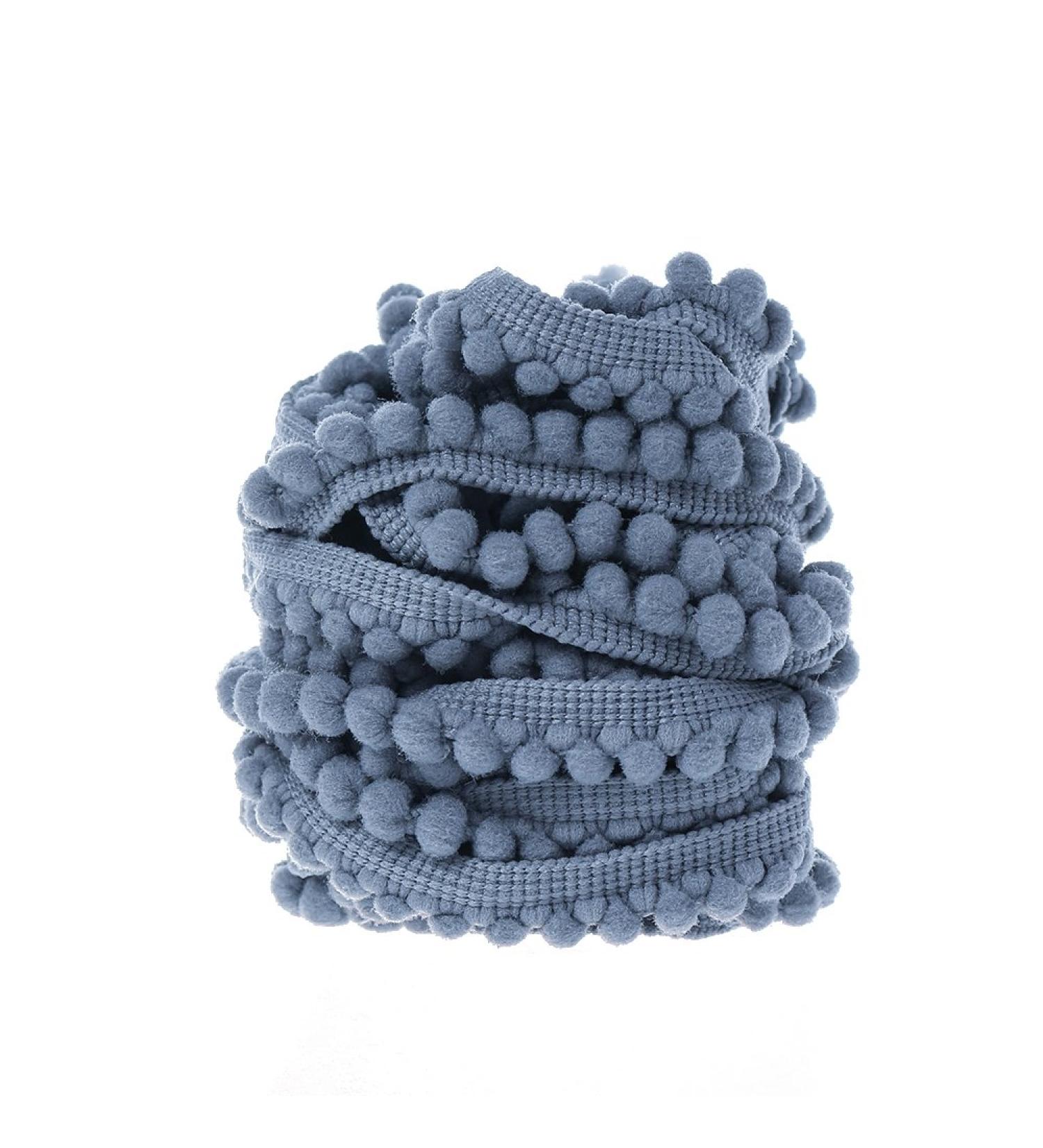 Yalulu 10 Yards Mini Pom Pom Trim Ball Fringe Ribbon Tassel DIY Sewing Accessory Lace for Home Party Decoration,1cm Width (Grey)