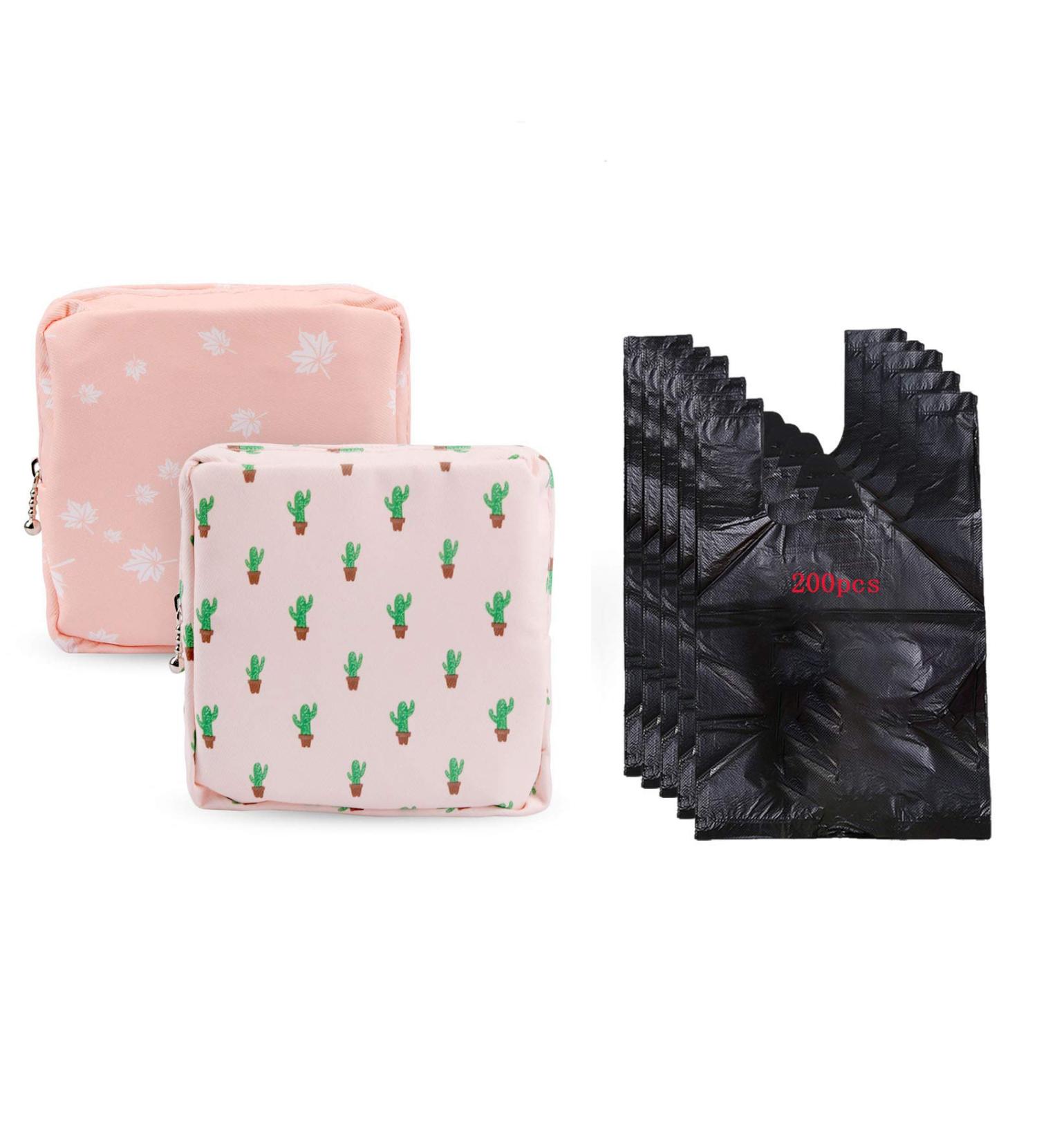 Sanitary Napkin Storage Bag + 200 Disposal Bags (Leaves Design) | Feminine Menstruation Bags for Women - Buy Online on GoSupps.com
