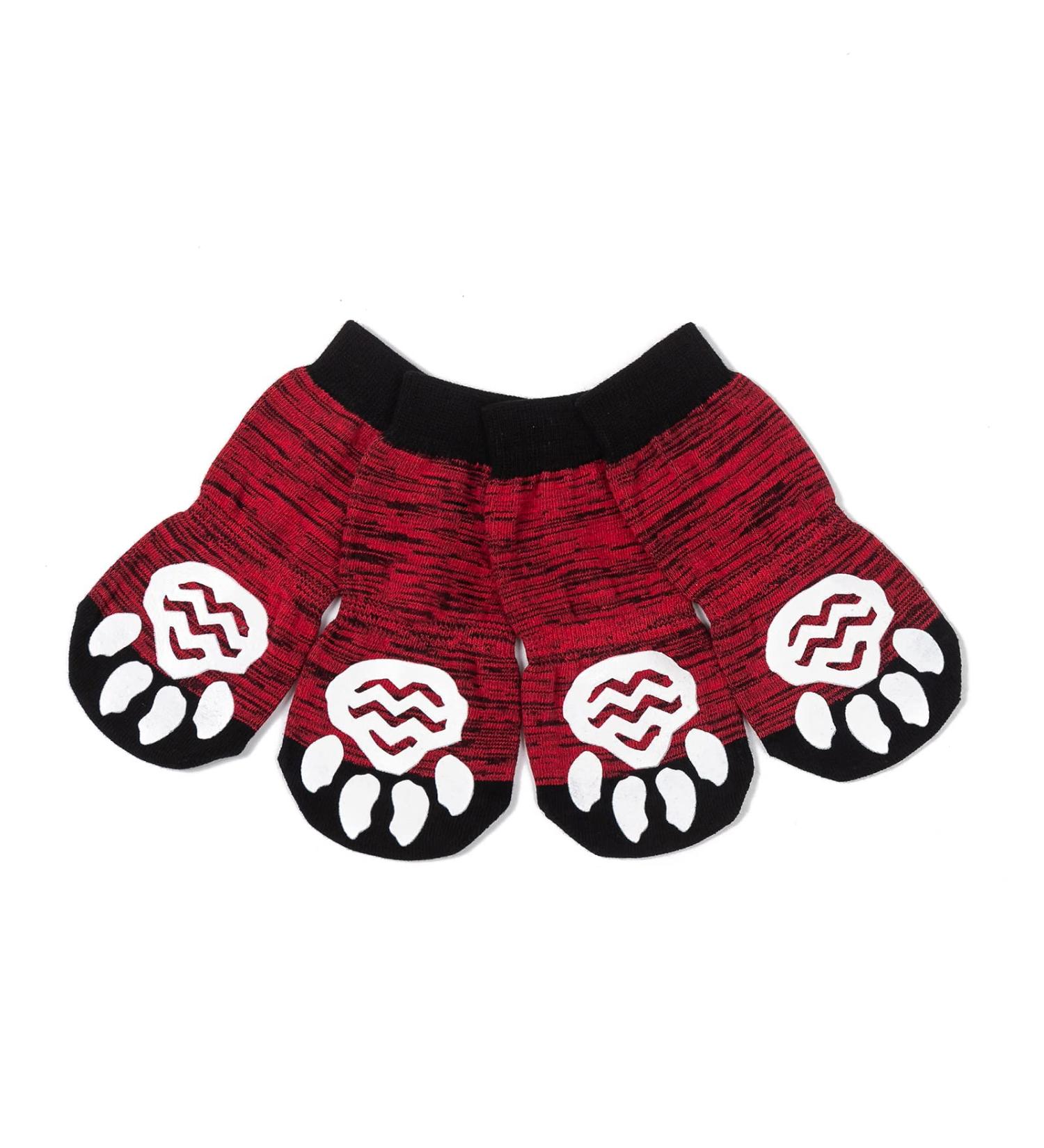 Shop Harfkoko Indoor Anti-Slip Socks for Dogs & Cats | 8 Sizes S-5XL | Silicone-Gel Paw Protection & Traction | Black & Red - Buy Online on GoSupps.com