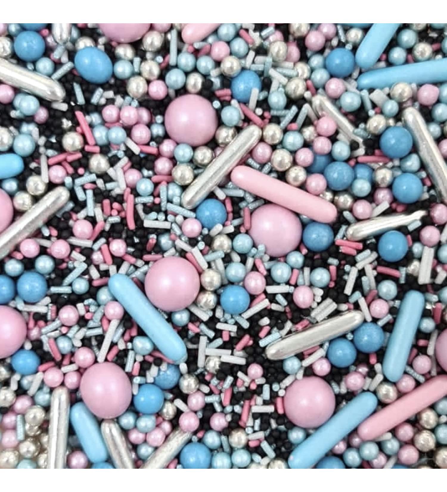 Tik Tok pink blue black silver app inspired Metallic Sprinkles for cupcake cookies cake toppers pearls balls metallic 100s and 1000s spring decoration cake cupcake topper TIK TOK