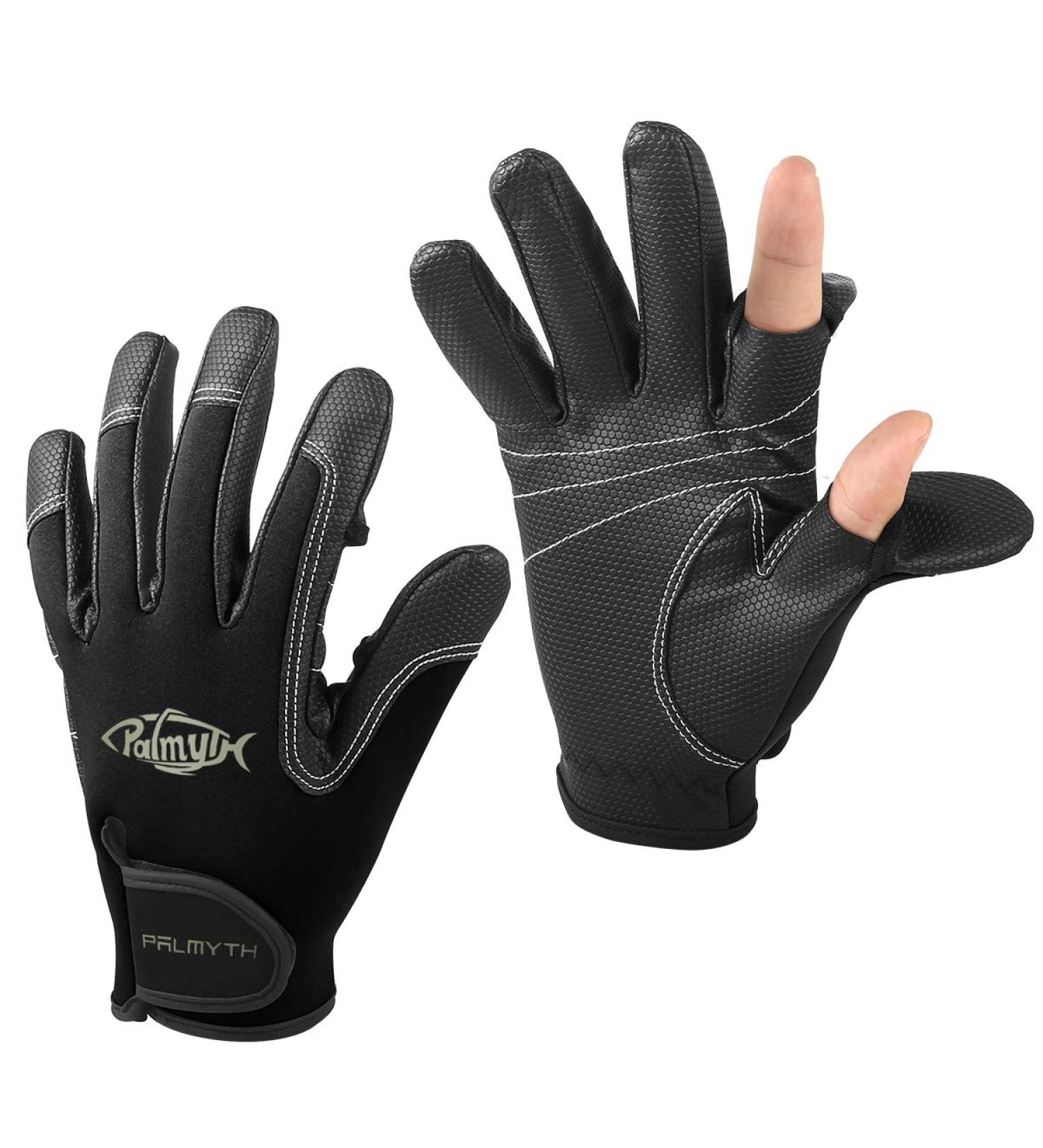 Palmyth Neoprene Fishing Gloves - 2 Cut Fingers, Flexible, Great for Photography, Fly Fishing, Ice Fishing - Black (Medium) - Men and Women - Buy Online on GoSupps.com