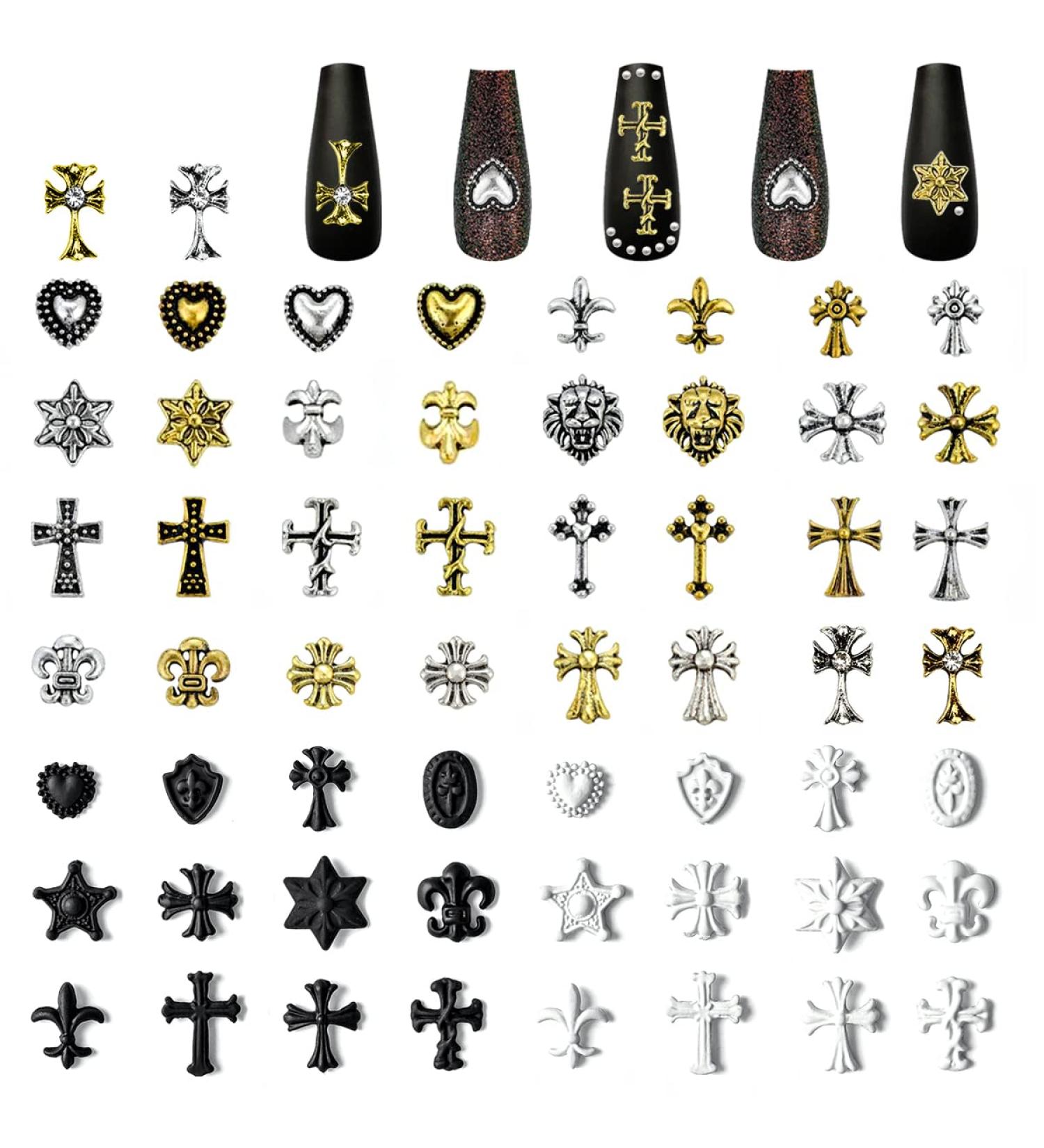 58PCS Metal Cross Nail Charms - Vintage 3D Punk Accessories for Nail Salon & Art at Home - Buy Online on GoSupps.com